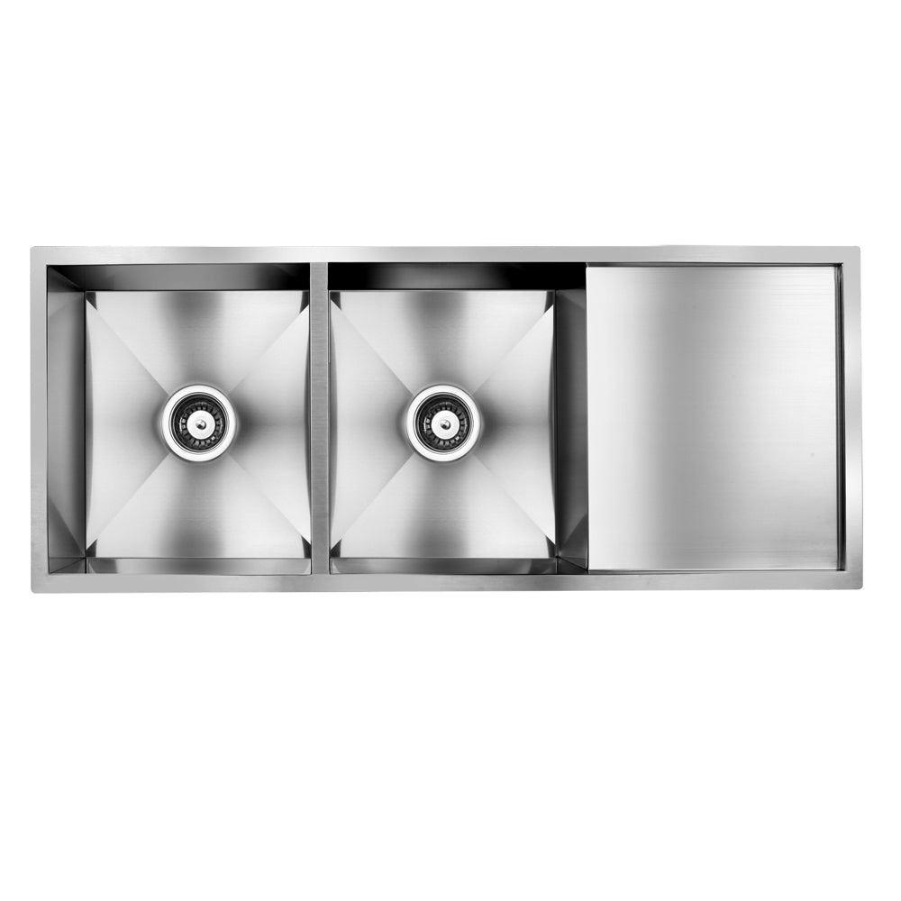 Cefito Kitchen Sink 111X45CM Stainless Steel Basin Double Bowl Silver