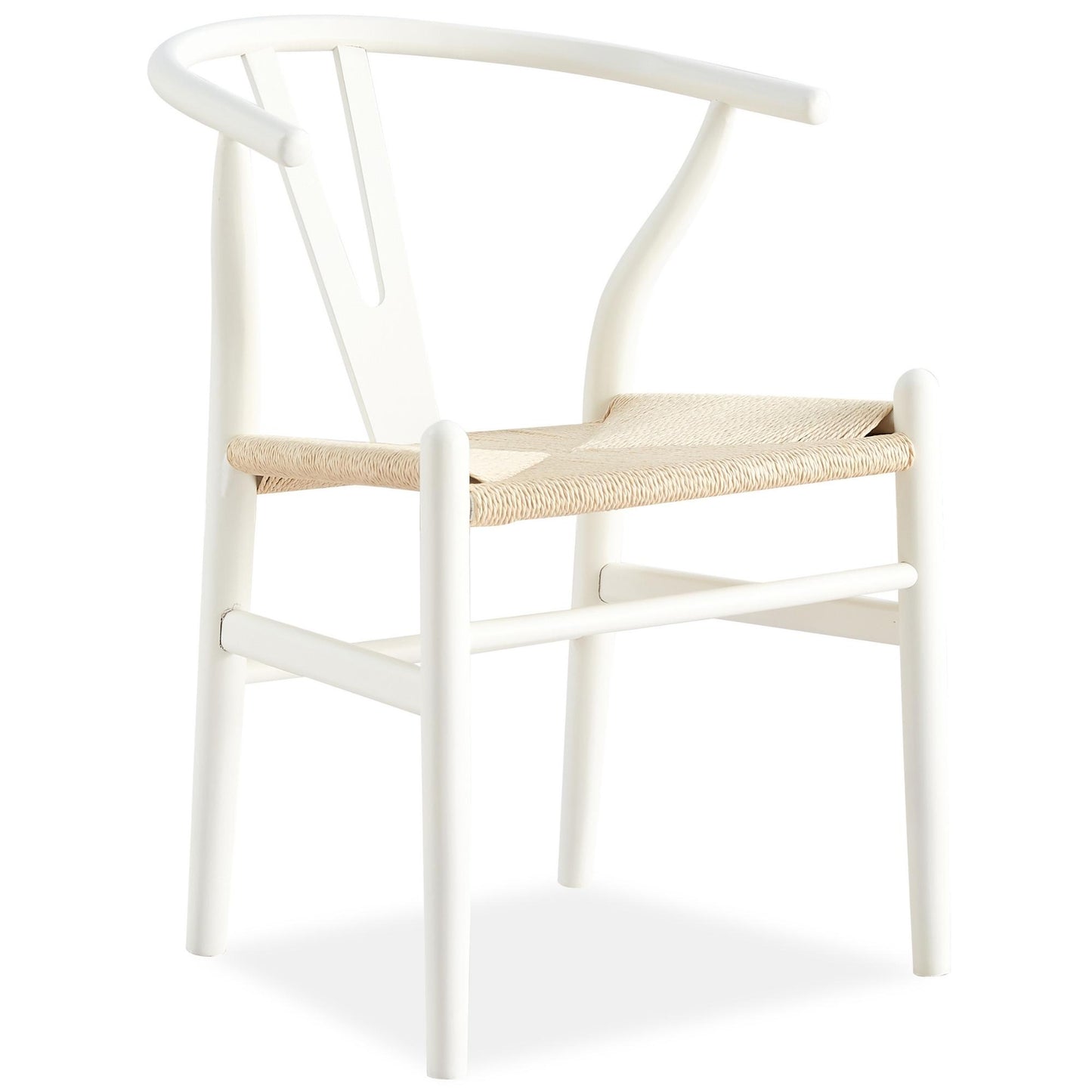 Anemone Set of 4 Wishbone Dining Chair Beech Timber Replica Hans Wenger - White