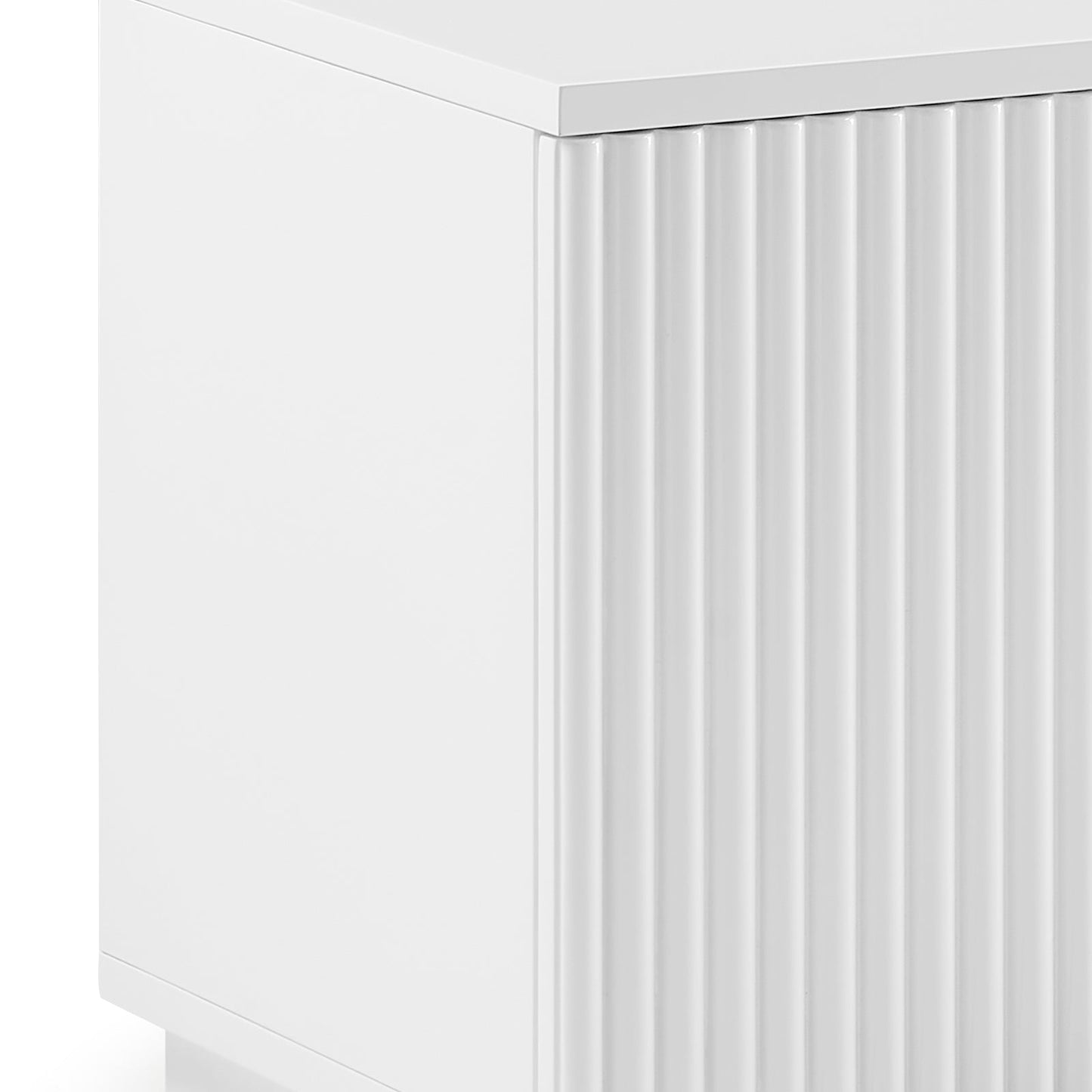 TV Cabinet Storage Drawer MDF Glossy Entertainment Unit in White colour