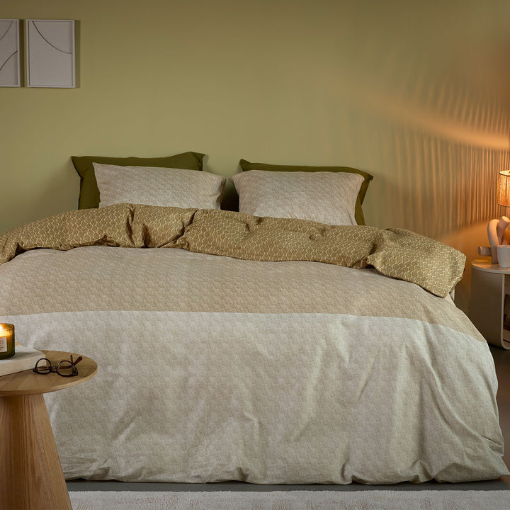 Bedding House Sanna Gold 100% Cotton Percale Quilt Cover Set Queen