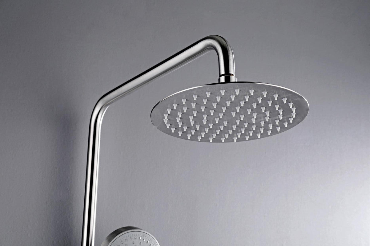 Brushed Nickel 304 Stainless Steel Shower Set with Diverter - 200mm Rain Head & Handheld Spray for Outdoor Use