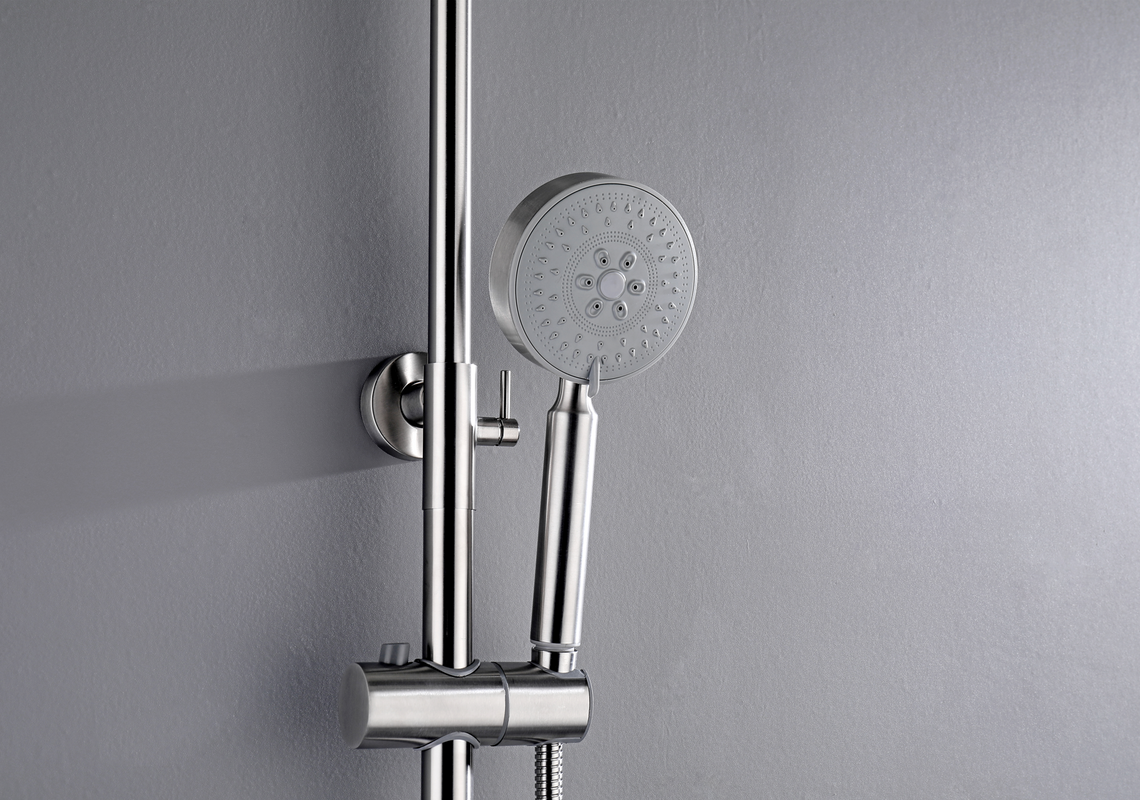 Brushed Nickel 304 Stainless Steel Shower Set with Diverter - 200mm Rain Head & Handheld Spray for Outdoor Use