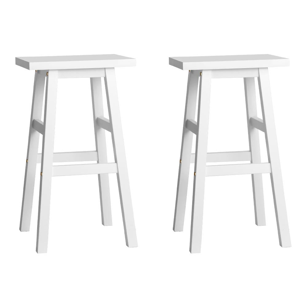 Artiss Bar Stools Kitchen Counter Stools Wooden Chairs White x2