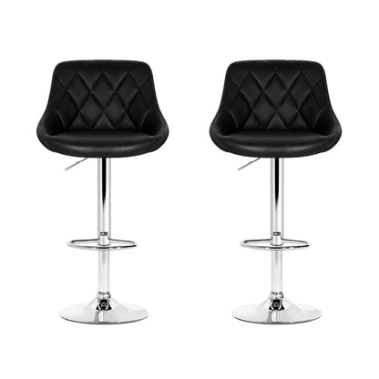 Artiss 2x Bar Stools Leather Padded Gas Lift Stool Black