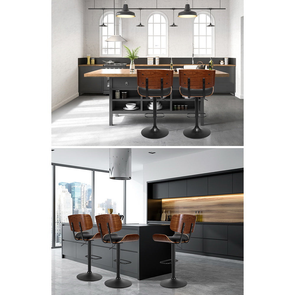 Artiss 4x Bar Stools Gas Lift Leather All Black