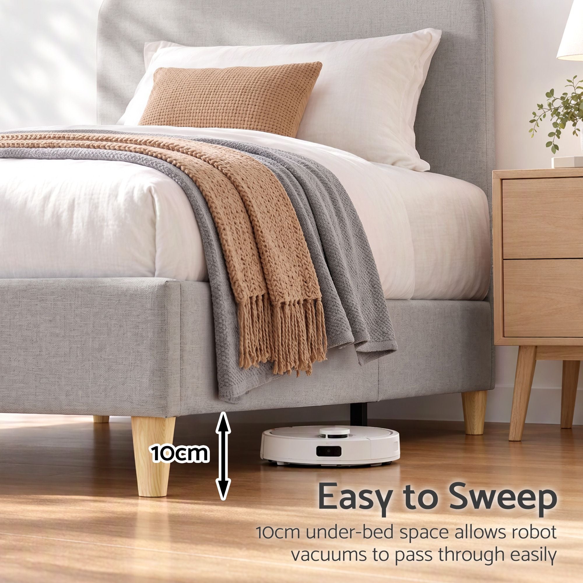 Artiss Single Bed Frame with Headboard, Faux Linen Fabric Grey