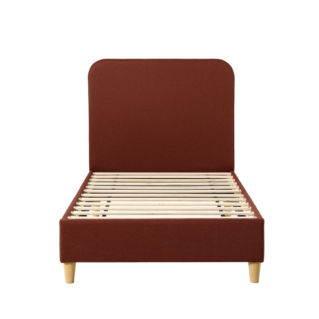 Artiss Single Bed Frame with Headboard, Faux Linen Fabric Brown