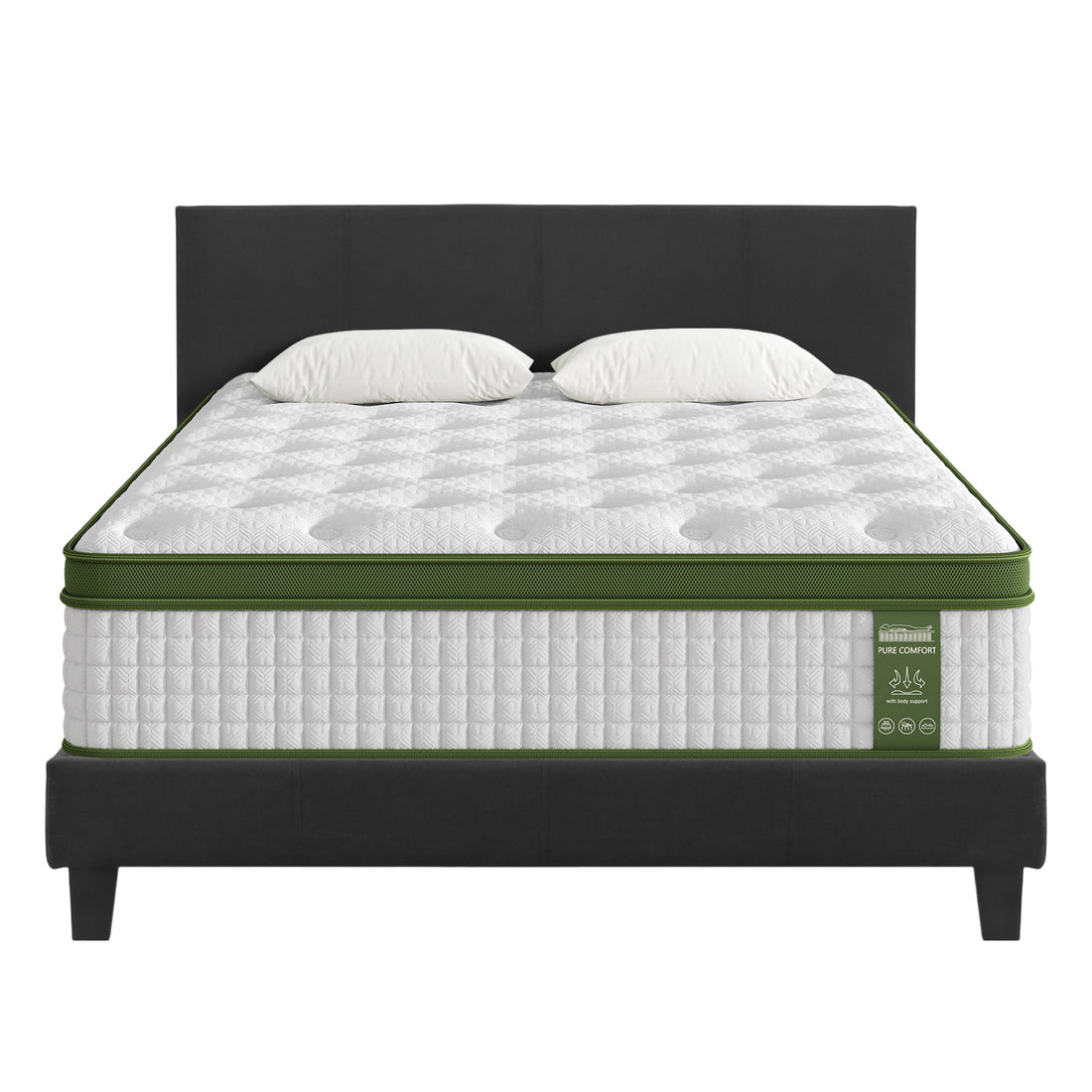 Artiss BedStory Double Bed Frame Mattress Set Platform Upholstered Hybrid Pocket Coil