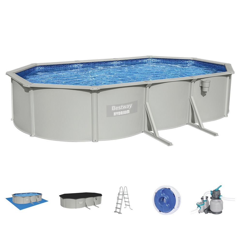 Bestway Swimming Pool 610 x 366cm Steel Frame Round Pool Set w/ Filter Ladder