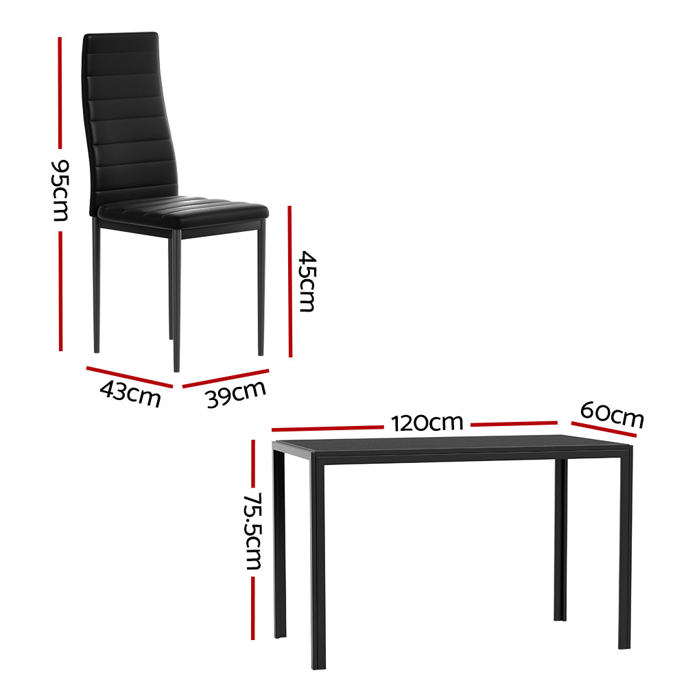 Artiss 7-Piece Dining Set - Black Chairs and Table