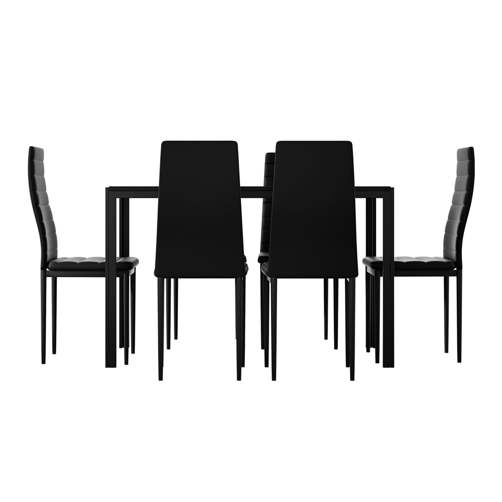 Artiss 7-Piece Dining Set - Black Chairs and Table