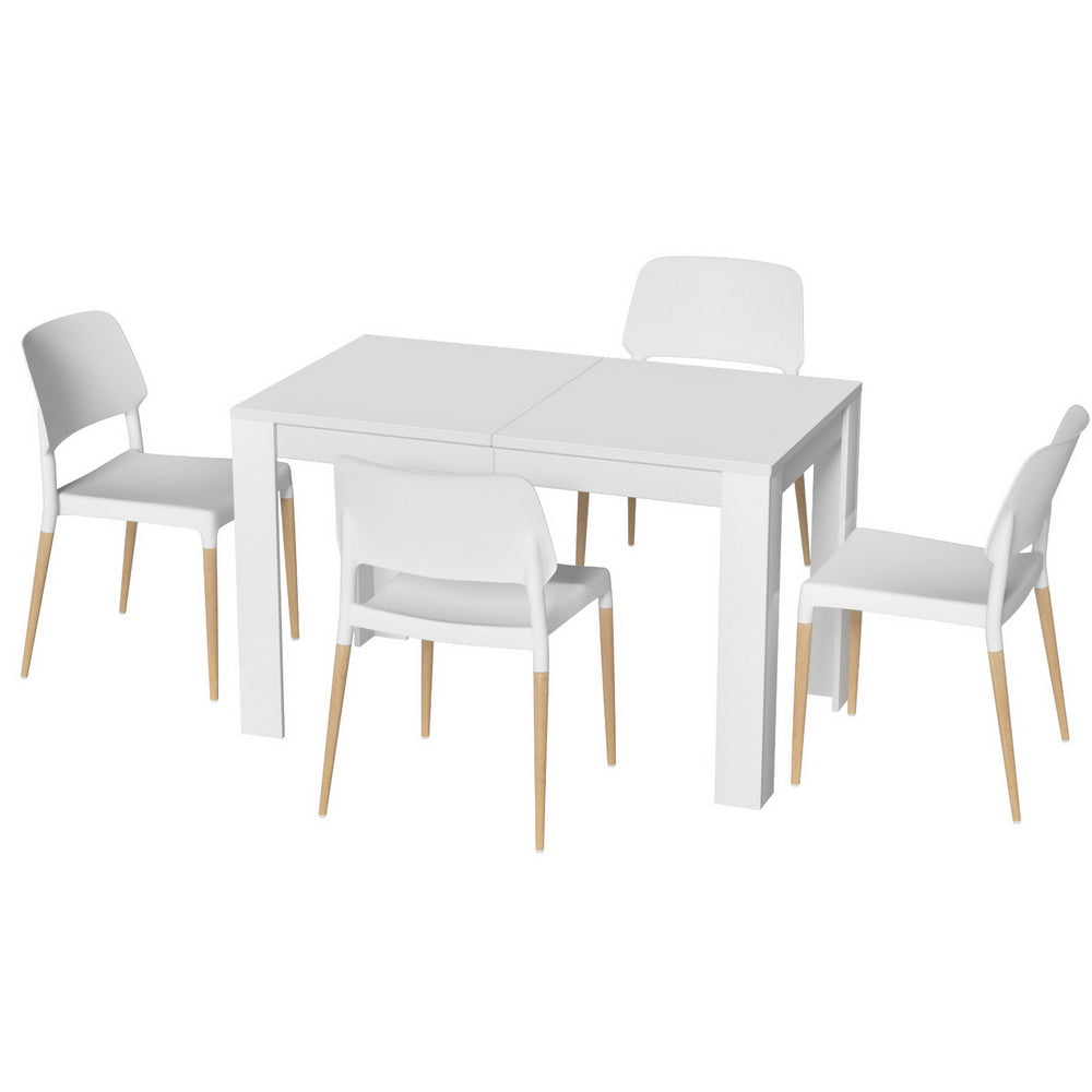 Artiss White Wooden Dining Table Set with 4 Chairs – Modern & Durable