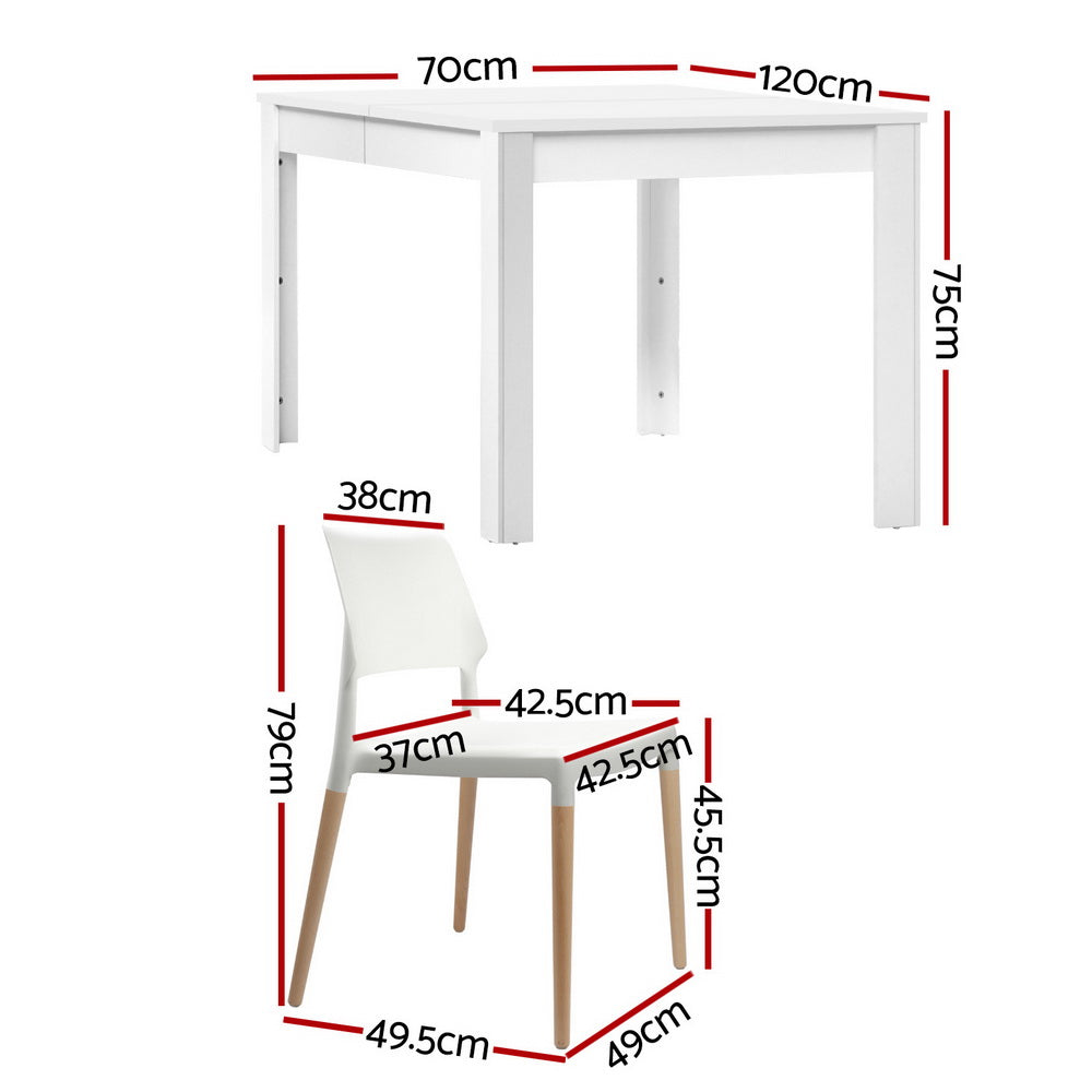 Artiss White Wooden Dining Table Set with 4 Chairs – Modern & Durable