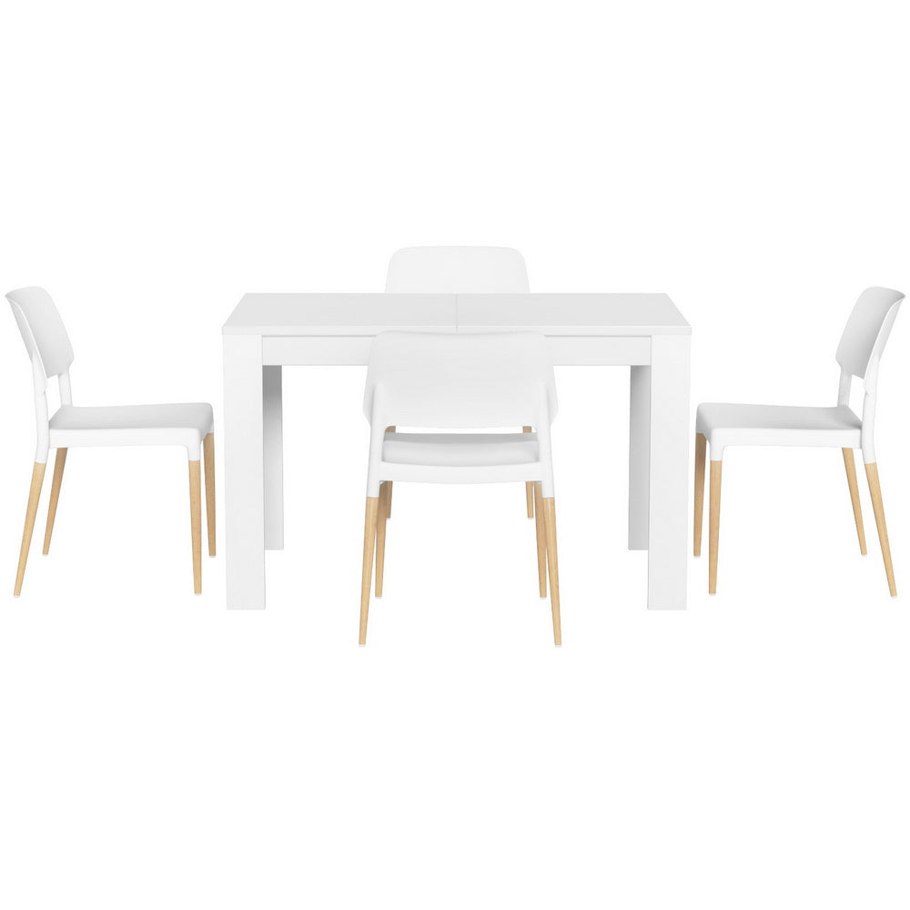 Artiss White Wooden Dining Table Set with 4 Chairs – Modern & Durable