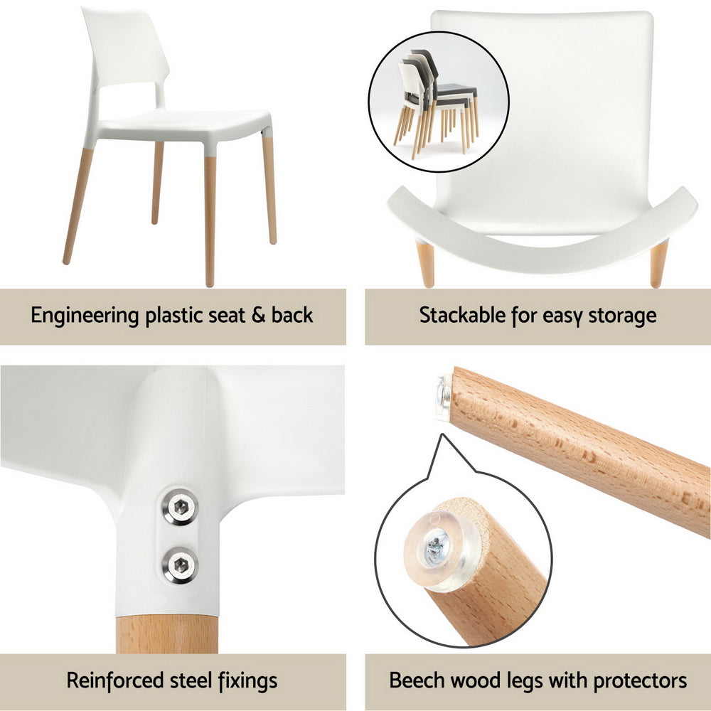 Artiss White Wooden Dining Table Set with 4 Chairs – Modern & Durable