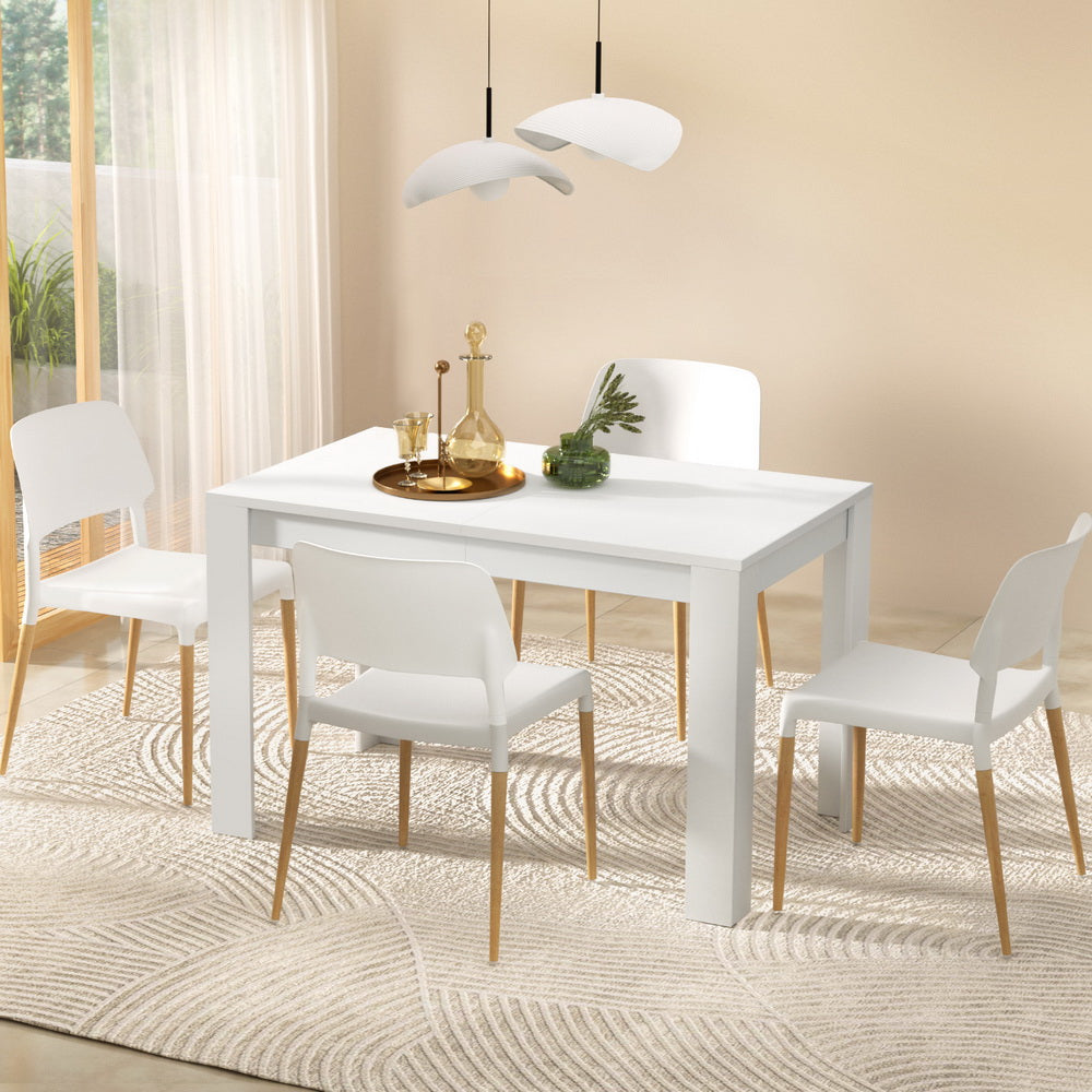 Artiss White Wooden Dining Table Set with 4 Chairs – Modern & Durable