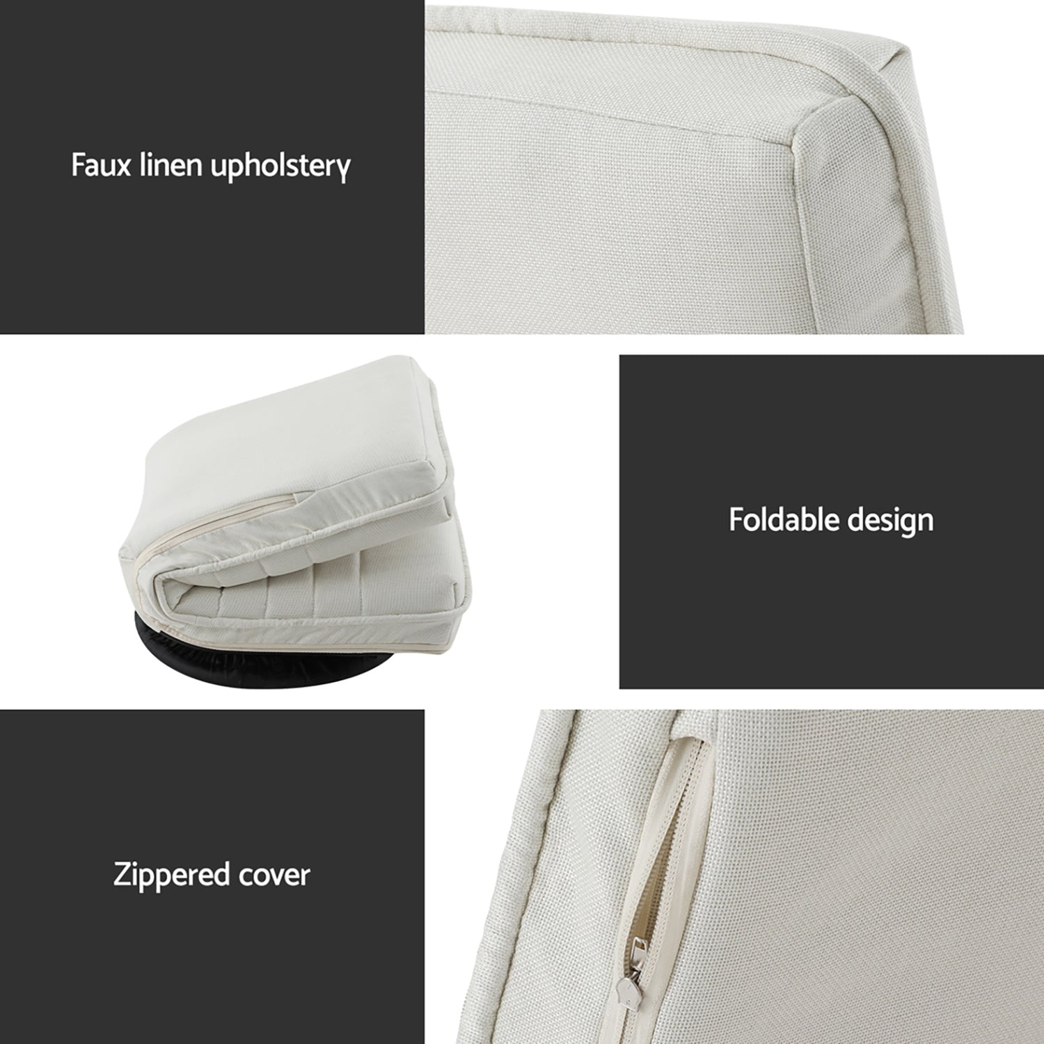 Artiss 2XFloor Chair Lounge Sofa Swivel Foldable Linen White