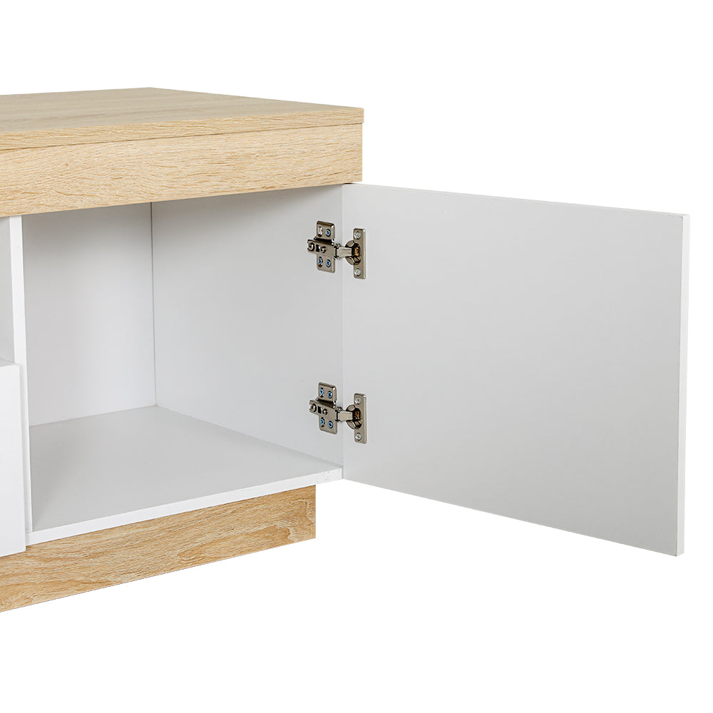 Artiss 180CM TV Cabinet Entertainment Unit Stand - Modern White & Wood Design