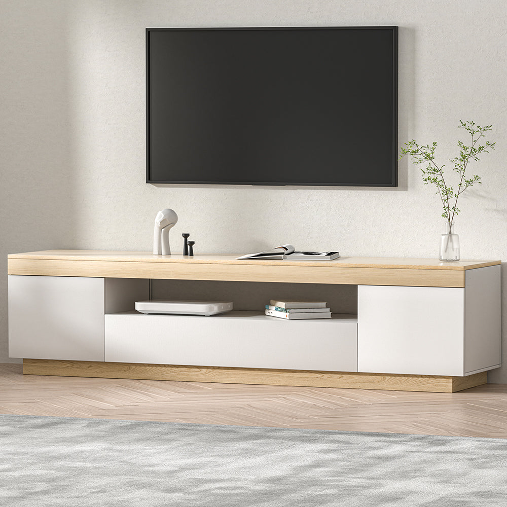Artiss 180CM TV Cabinet Entertainment Unit Stand - Modern White & Wood Design