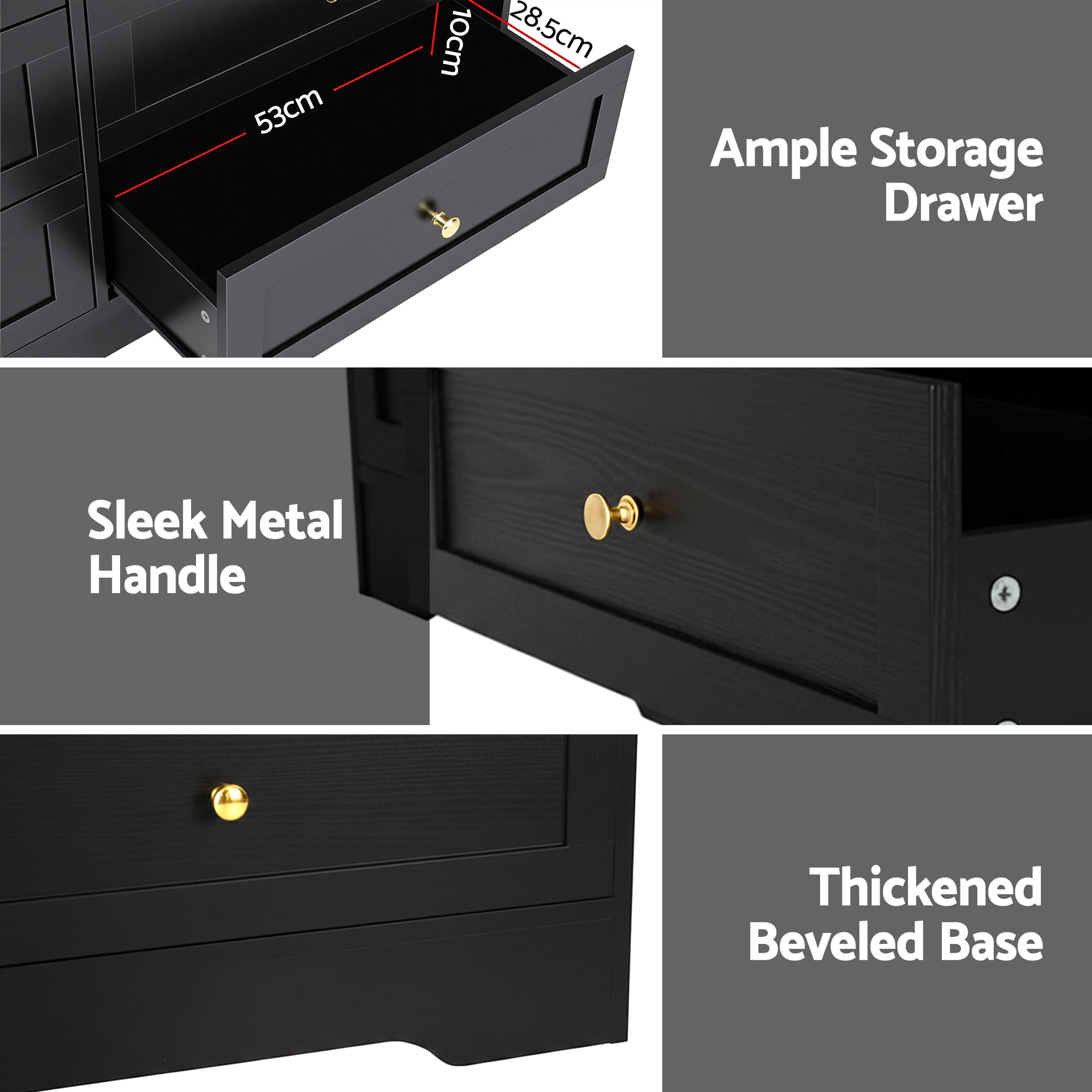 Artiss 6 Chest of Drawers Tallboy Cabinet - LEIF Black