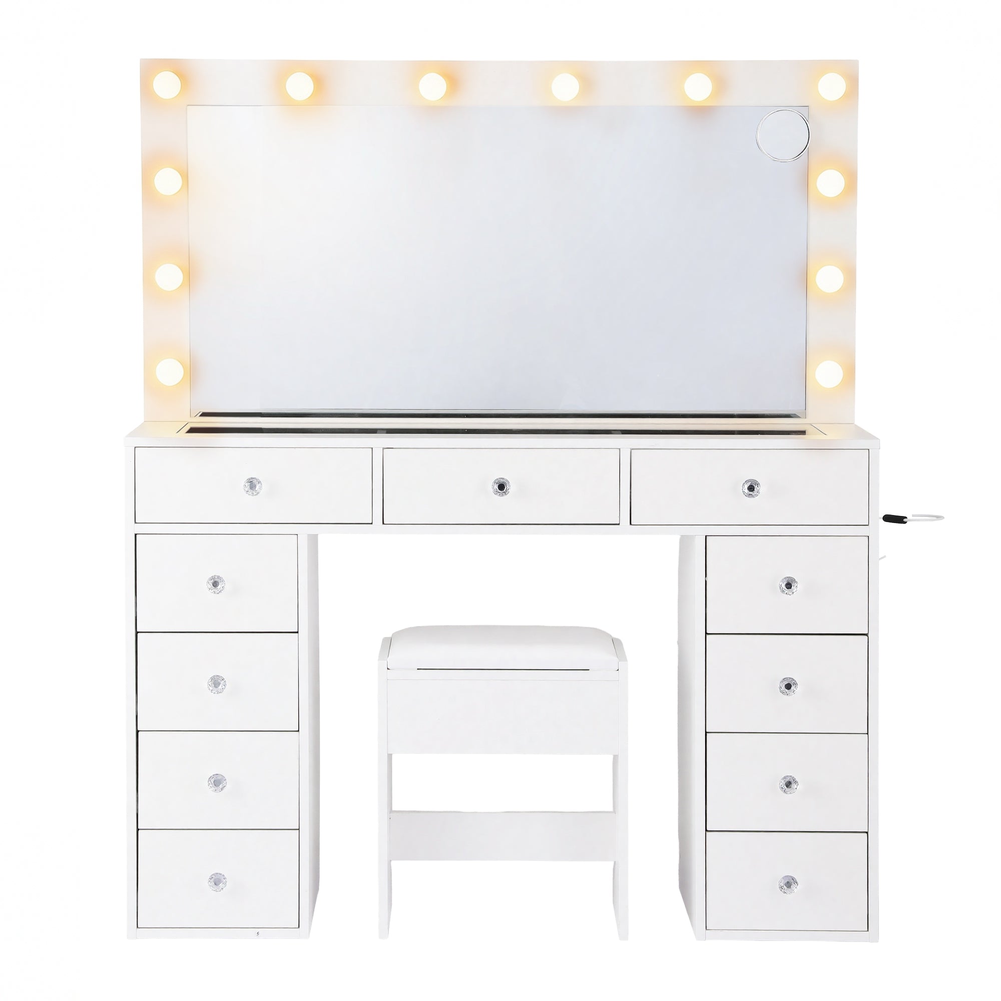 Artiss Dressing Table Vanity Desk Set Stool LED Bulbs White