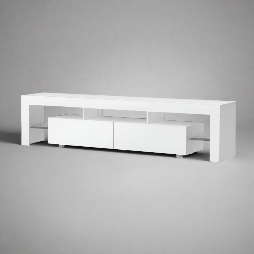 Artiss TV Cabinet Entertainment Unit Stand RGB LED Gloss Furniture 200cm White