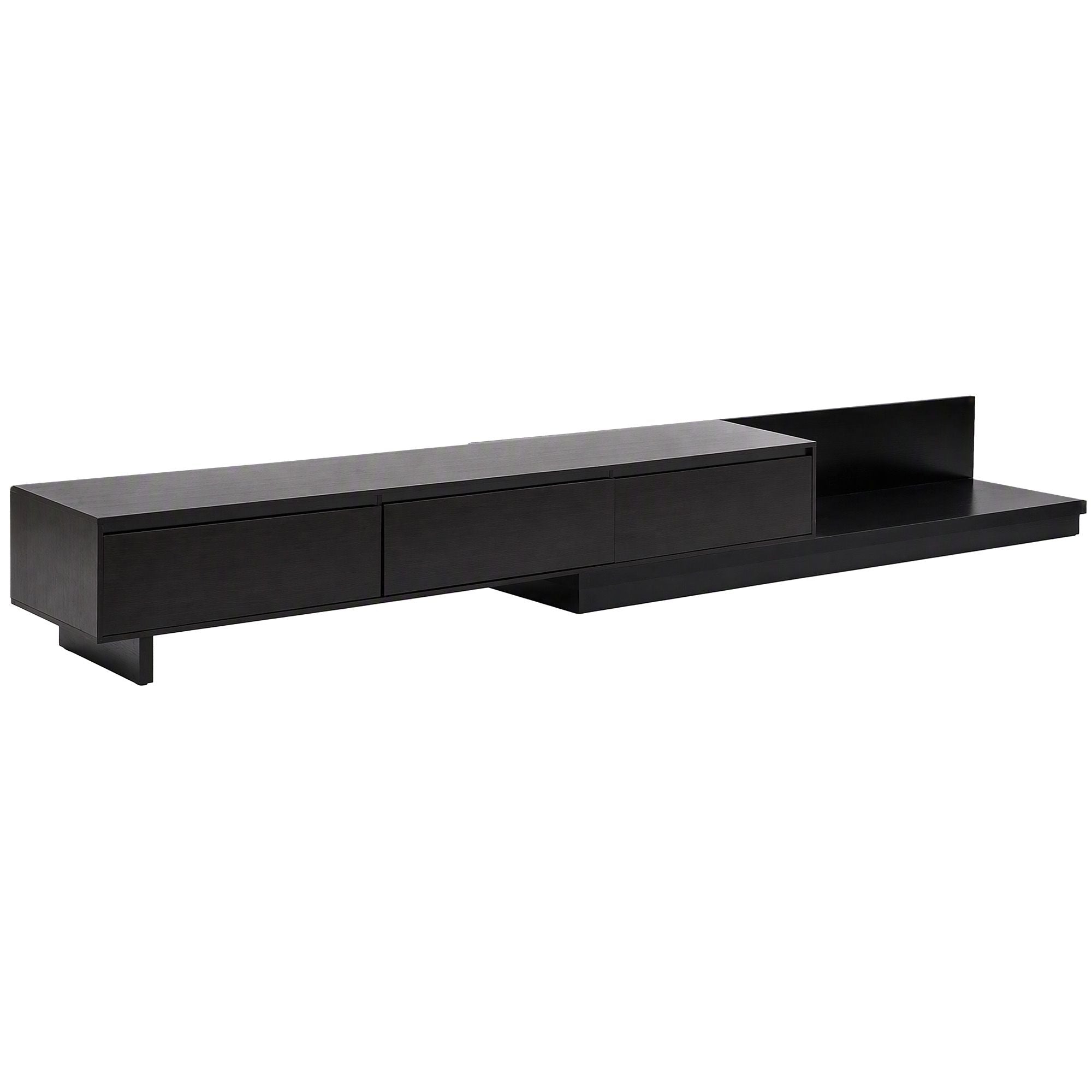 Artiss Extendable TV Unit 200CM 3 Storage Drawers Dark Walnut & Black