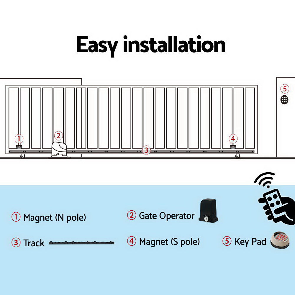Lockmaster Automatic Sliding Gate Opener Kit Keypad 6M 1000KG
