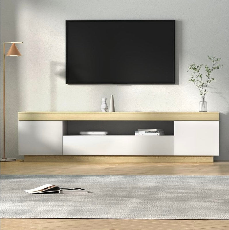 Artiss 180CM TV Cabinet Entertainment Unit Stand - Modern White & Wood Design