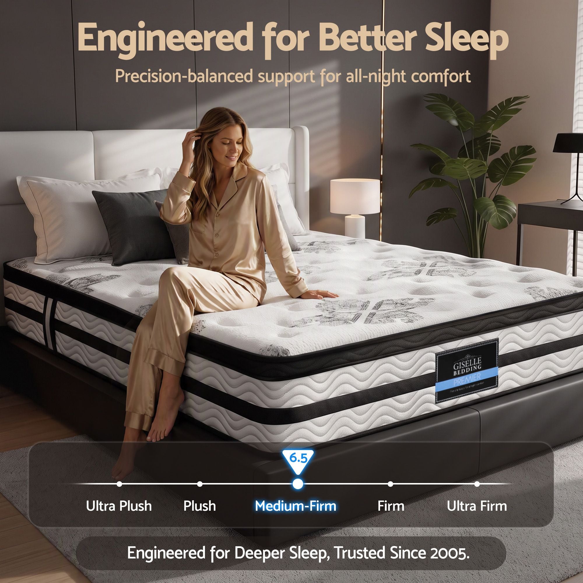 Giselle Bedding 34cm Mattress Euro Top Pocket Spring King