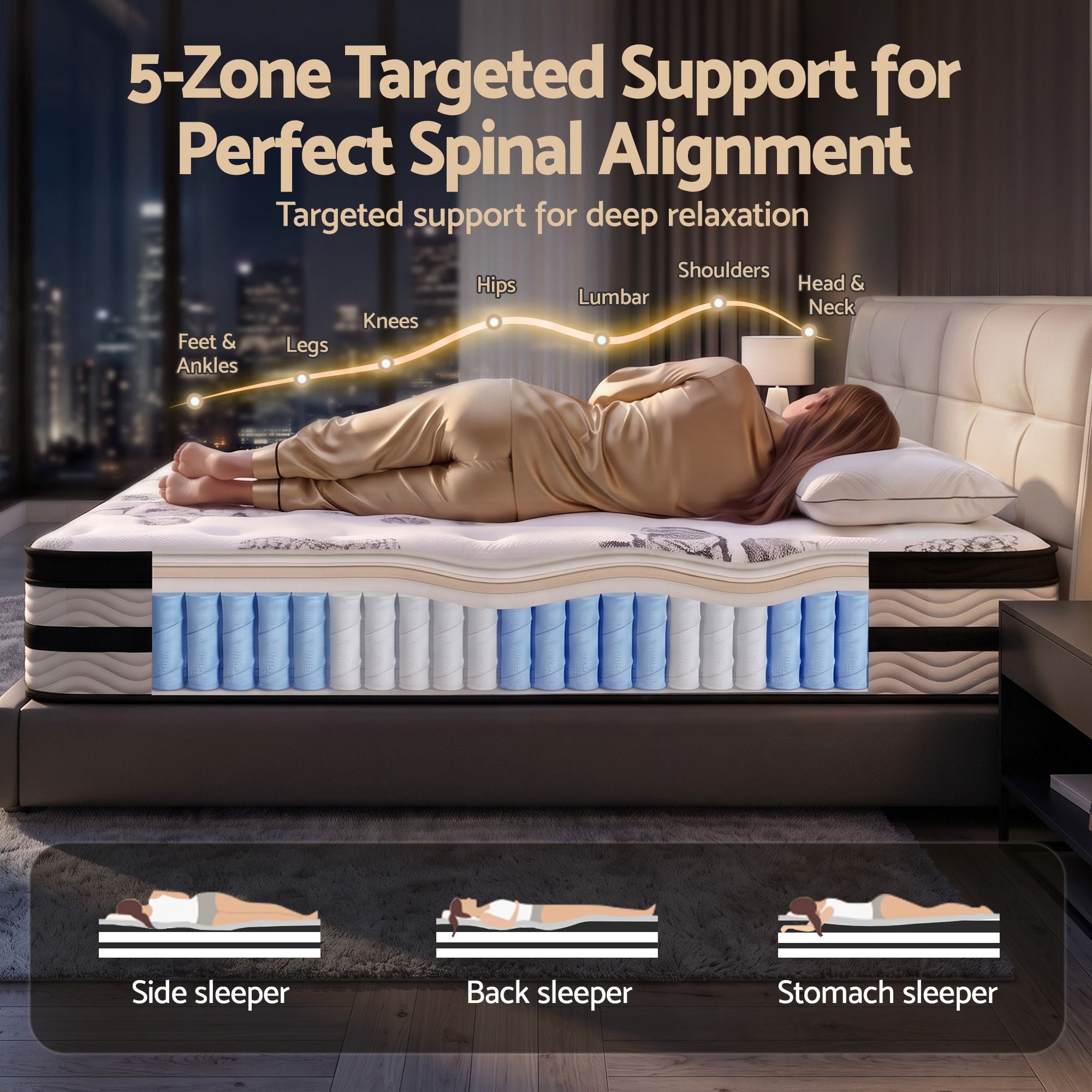 Giselle Bedding 34cm Mattress Euro Top Pocket Spring King