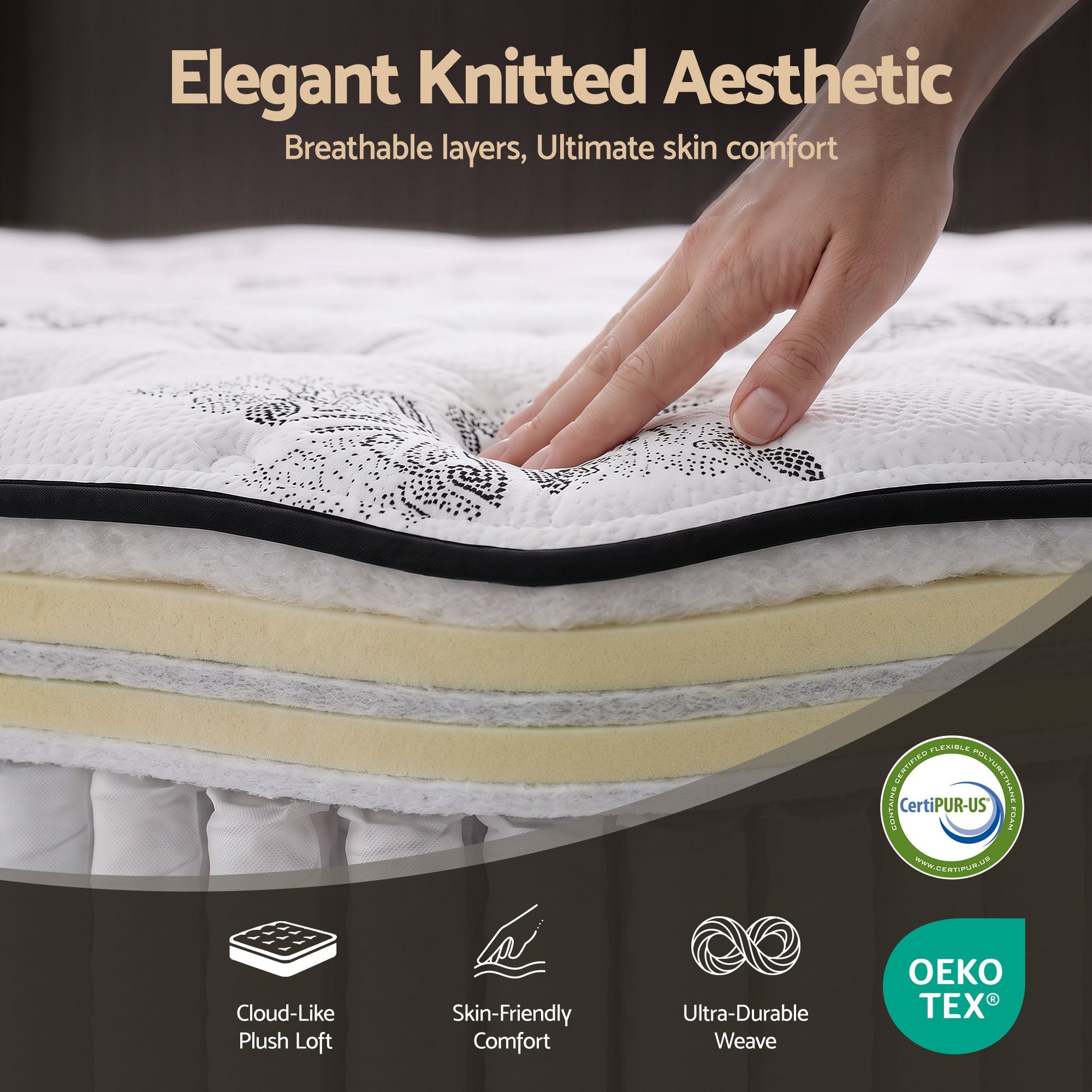 Giselle Bedding 34cm Mattress Euro Top Pocket Spring Queen