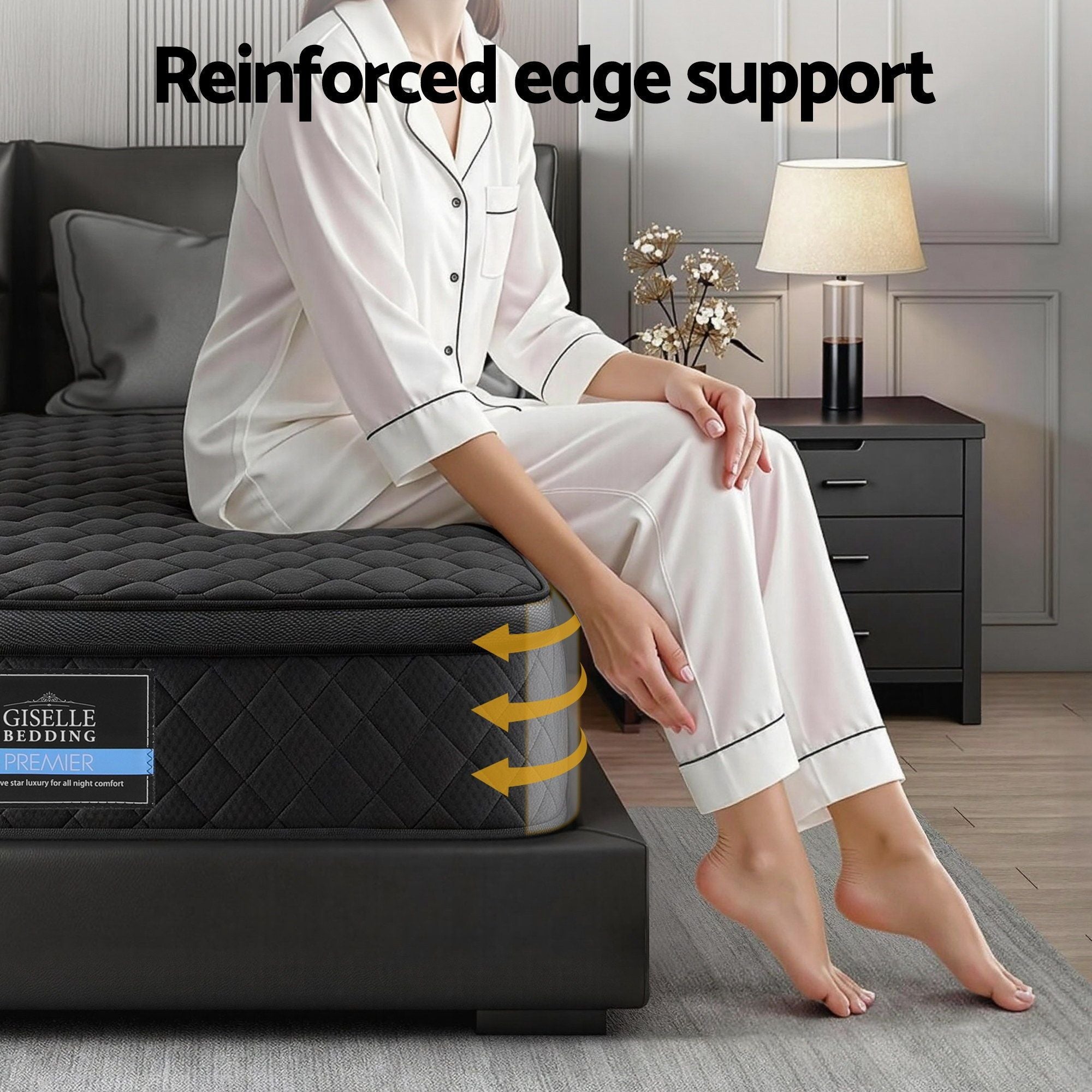 Giselle Bedding Mattress 34cm 5-Zone Pocket Spring Egg-crate Memory Foam Queen