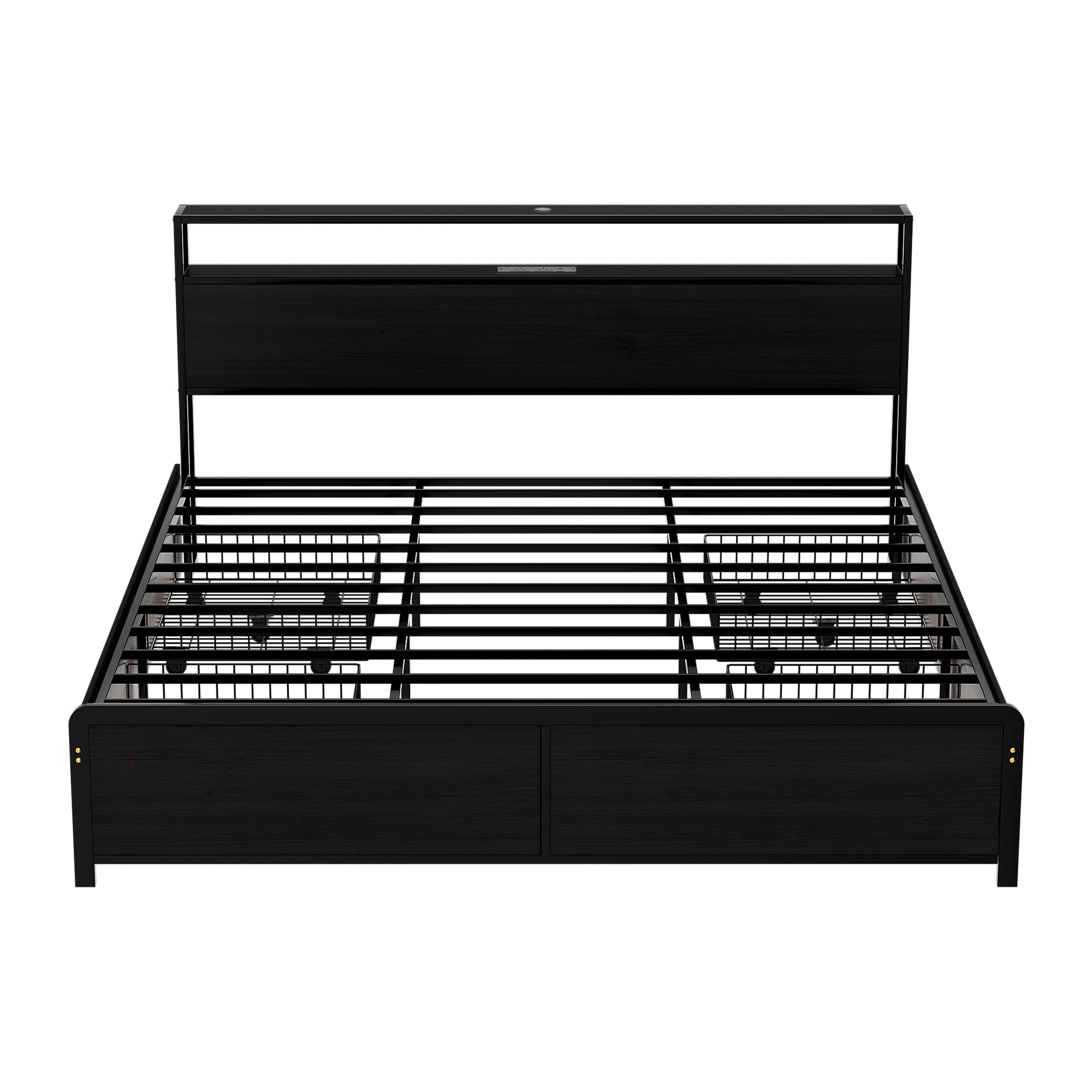 Artiss Metal Bed Frame King Size Storage Headboard Charge Station LED 4 Drawers