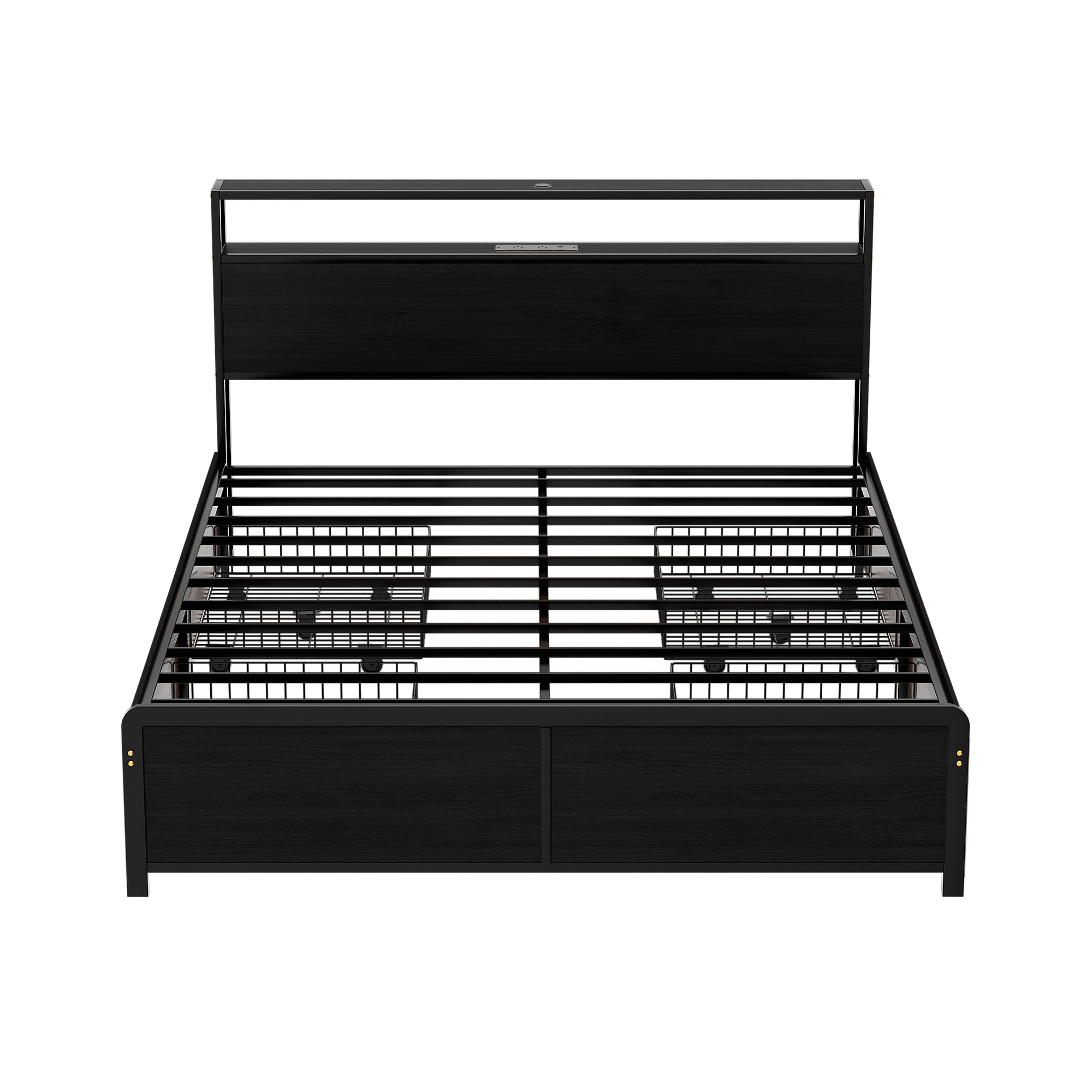 Artiss Metal Bed Frame Queen Size Storage Headboard Charge Station LED 4 Drawers