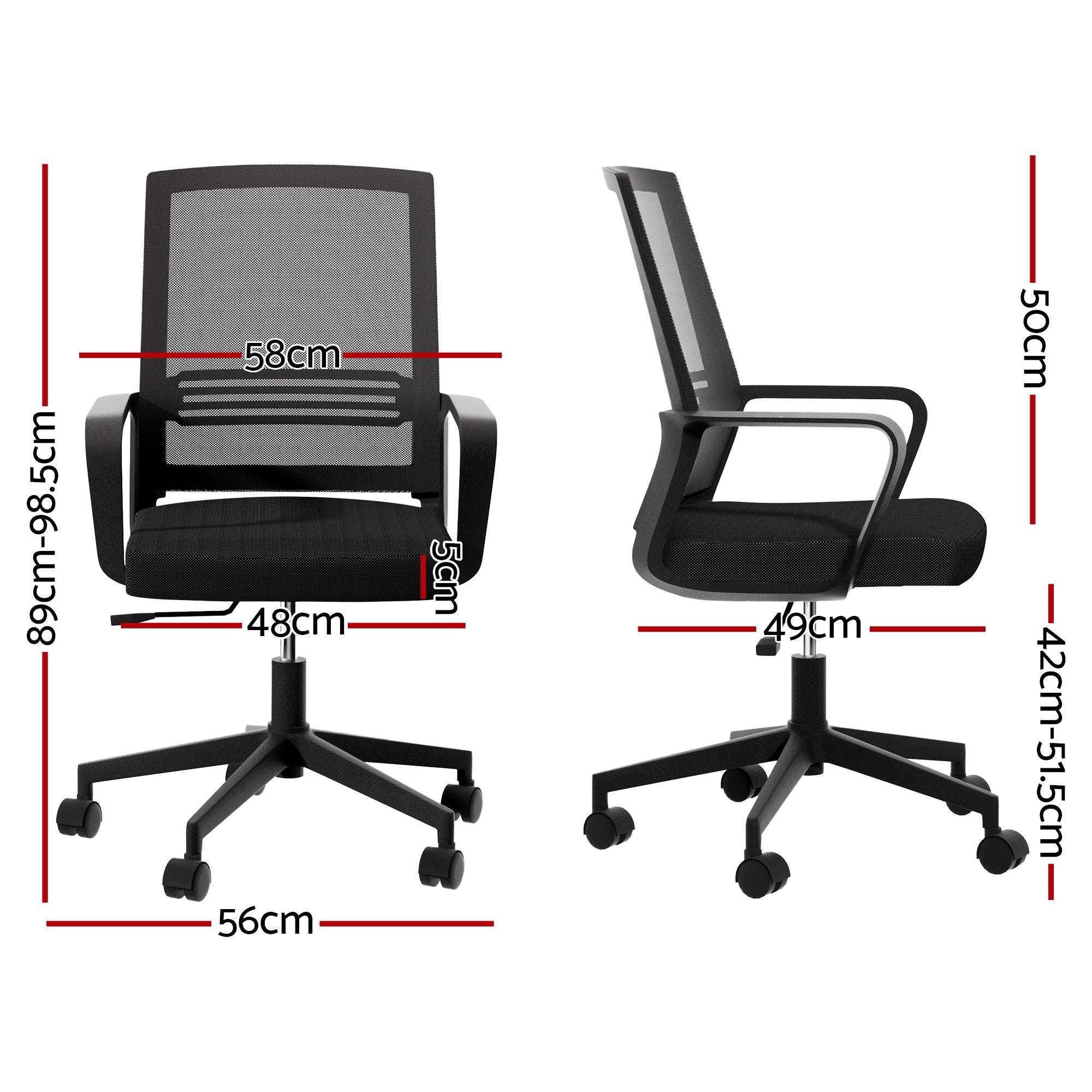 Artiss Mesh Office Chair Computer Gaming Desk Chairs Work Study Mid Back Black