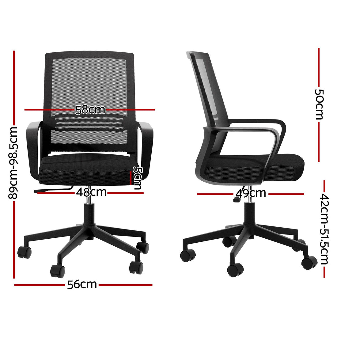 Artiss Mesh Office Chair Computer Gaming Desk Chairs Work Study Mid Back Black