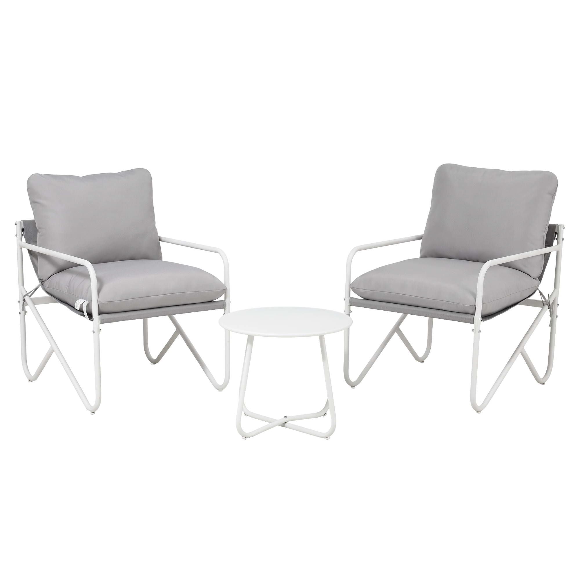 Gardeon Outdoor Bistro Set 3 Piece Patio Furniture Conversation Table and Chairs Grey