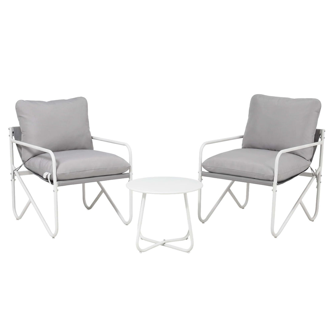 Gardeon Outdoor Bistro Set 3 Piece Patio Furniture Conversation Table and Chairs Grey