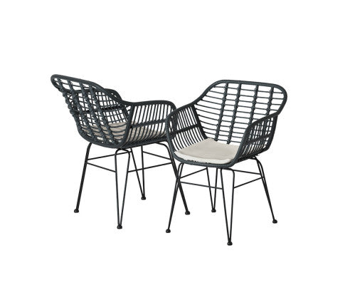 Gardeon 3PC Outdoor Furniture Bistro Set Lounge Setting Table Chairs Cushion Patio Grey