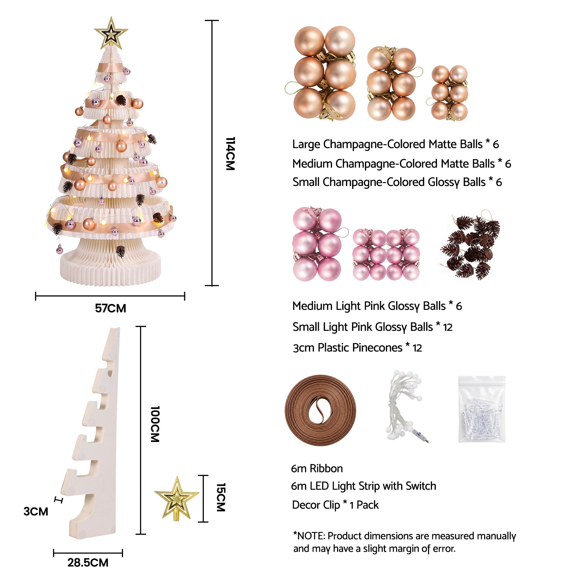 Jingle Jollys Prelit Christmas Tree Decorations 114CM Foldable Quick Setup White