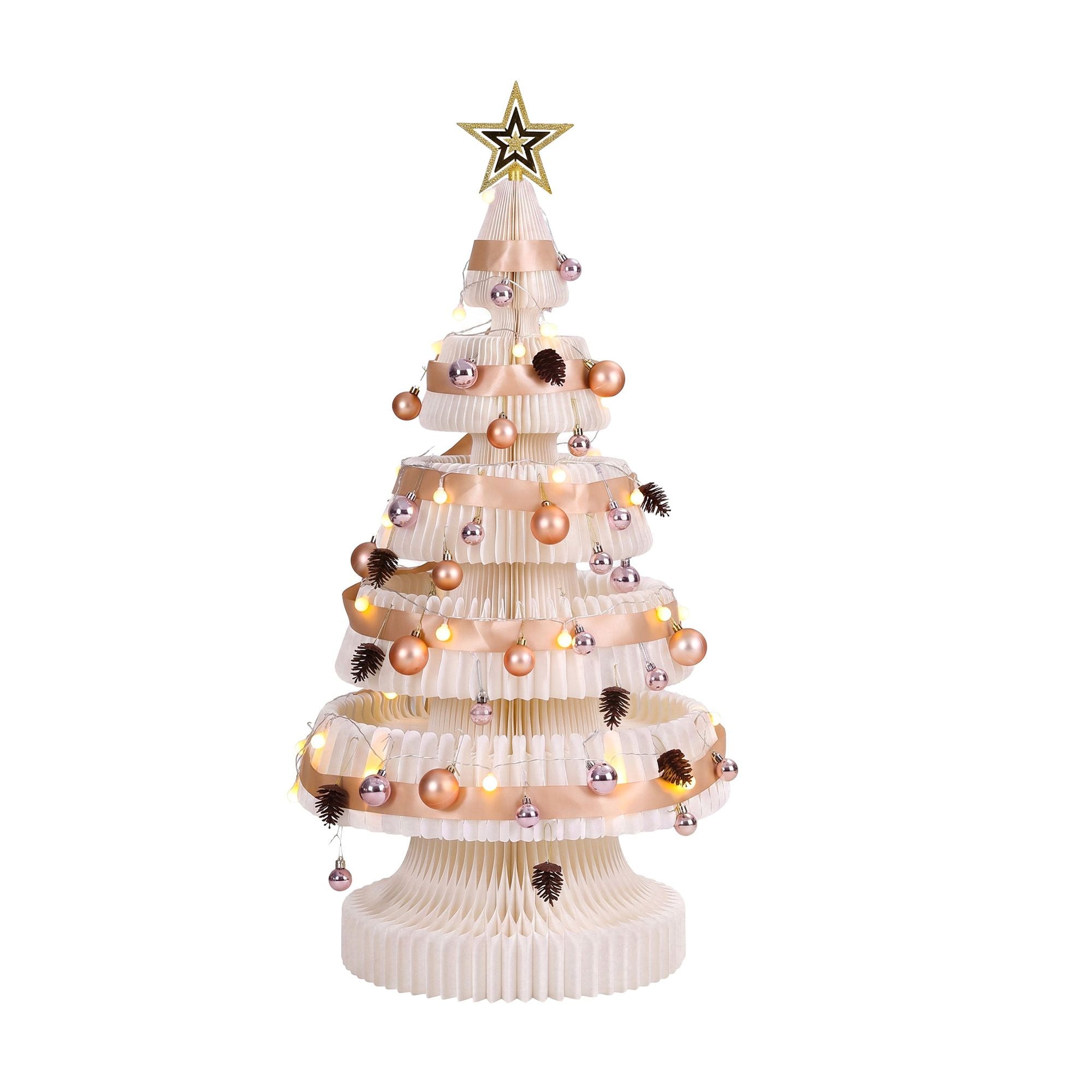 Jingle Jollys Prelit Christmas Tree Decorations 114CM Foldable Quick Setup White