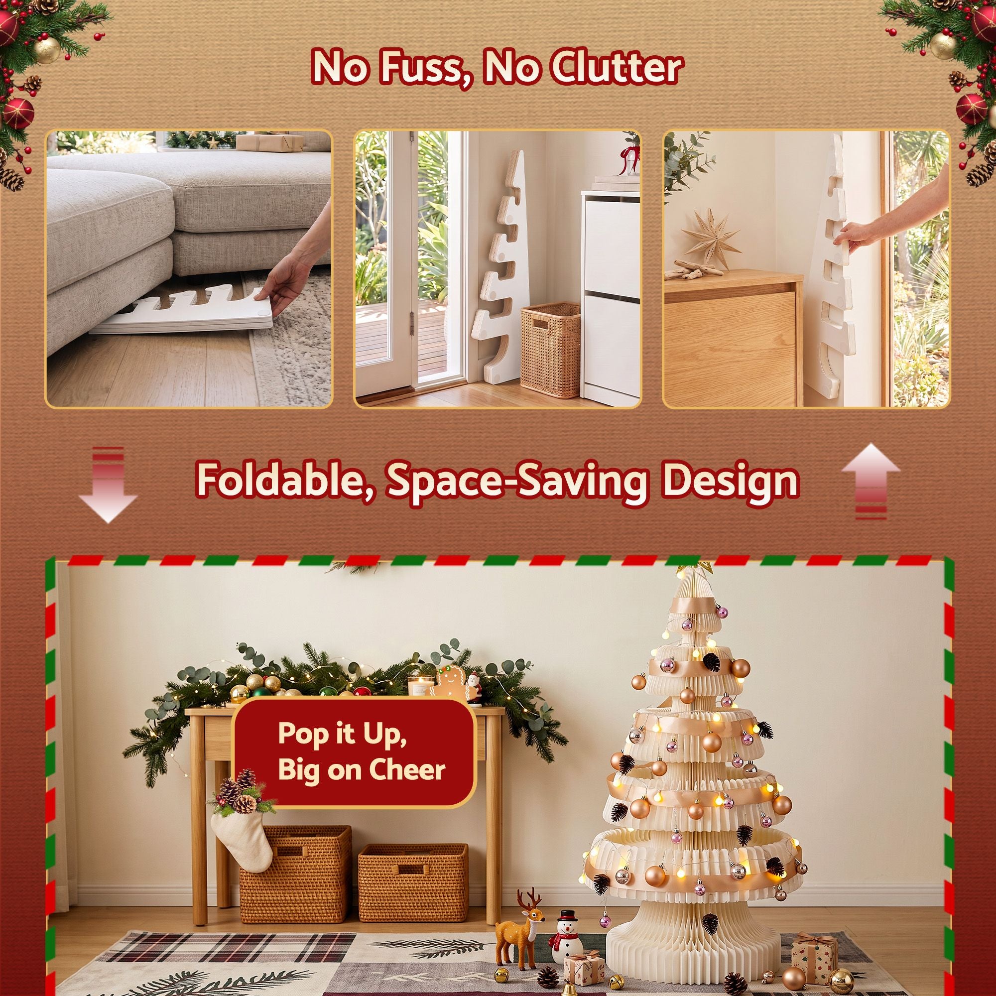 Jingle Jollys Prelit Christmas Tree Decorations 114CM Foldable Quick Setup White