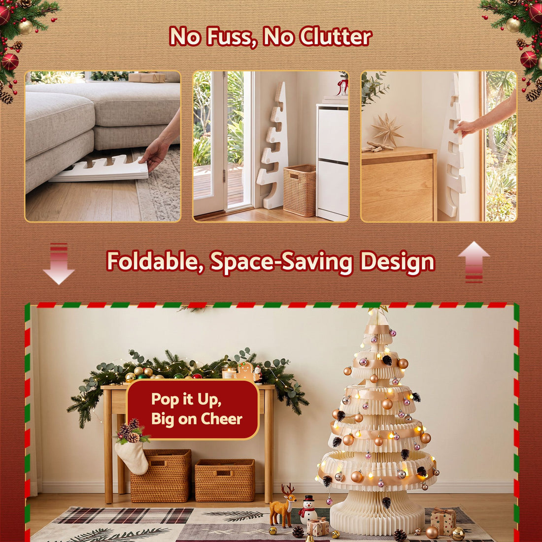 Jingle Jollys Prelit Christmas Tree Decorations 114CM Foldable Quick Setup White