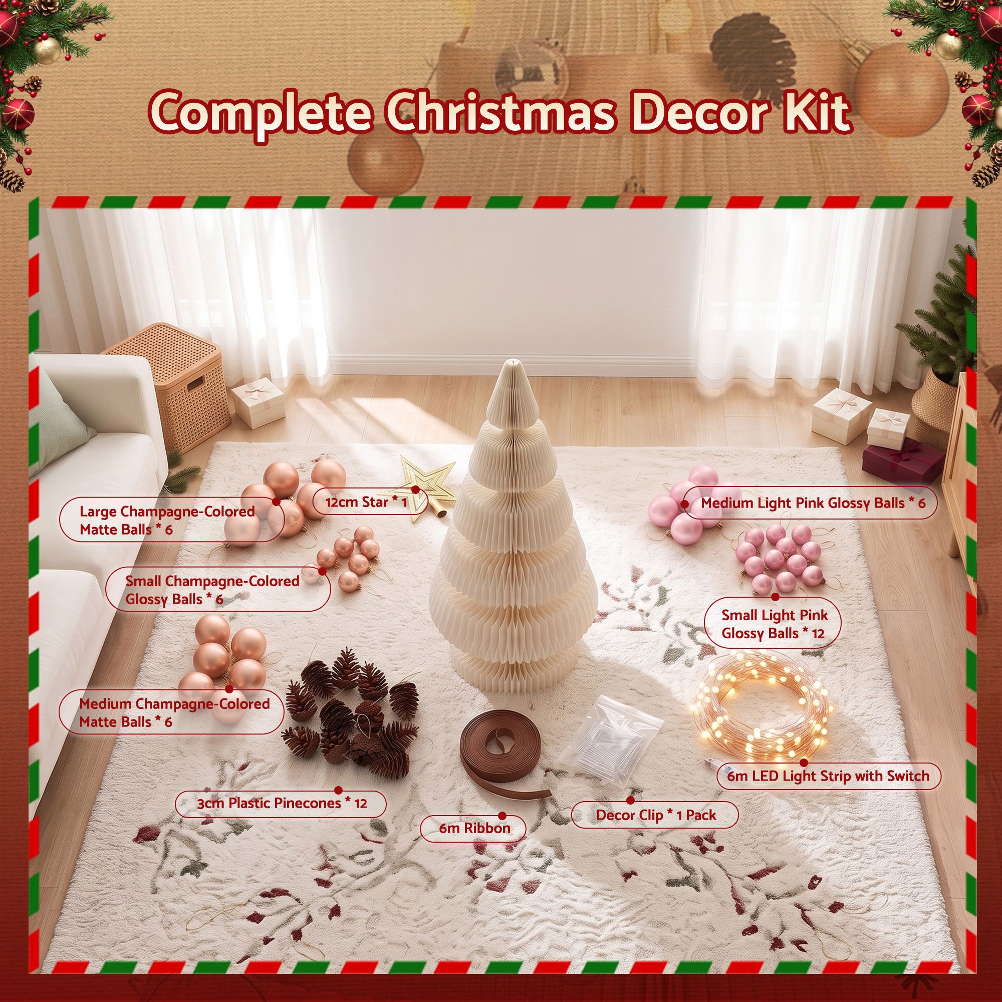 Jingle Jollys Prelit Christmas Tree Decorations 114CM Foldable Quick Setup White