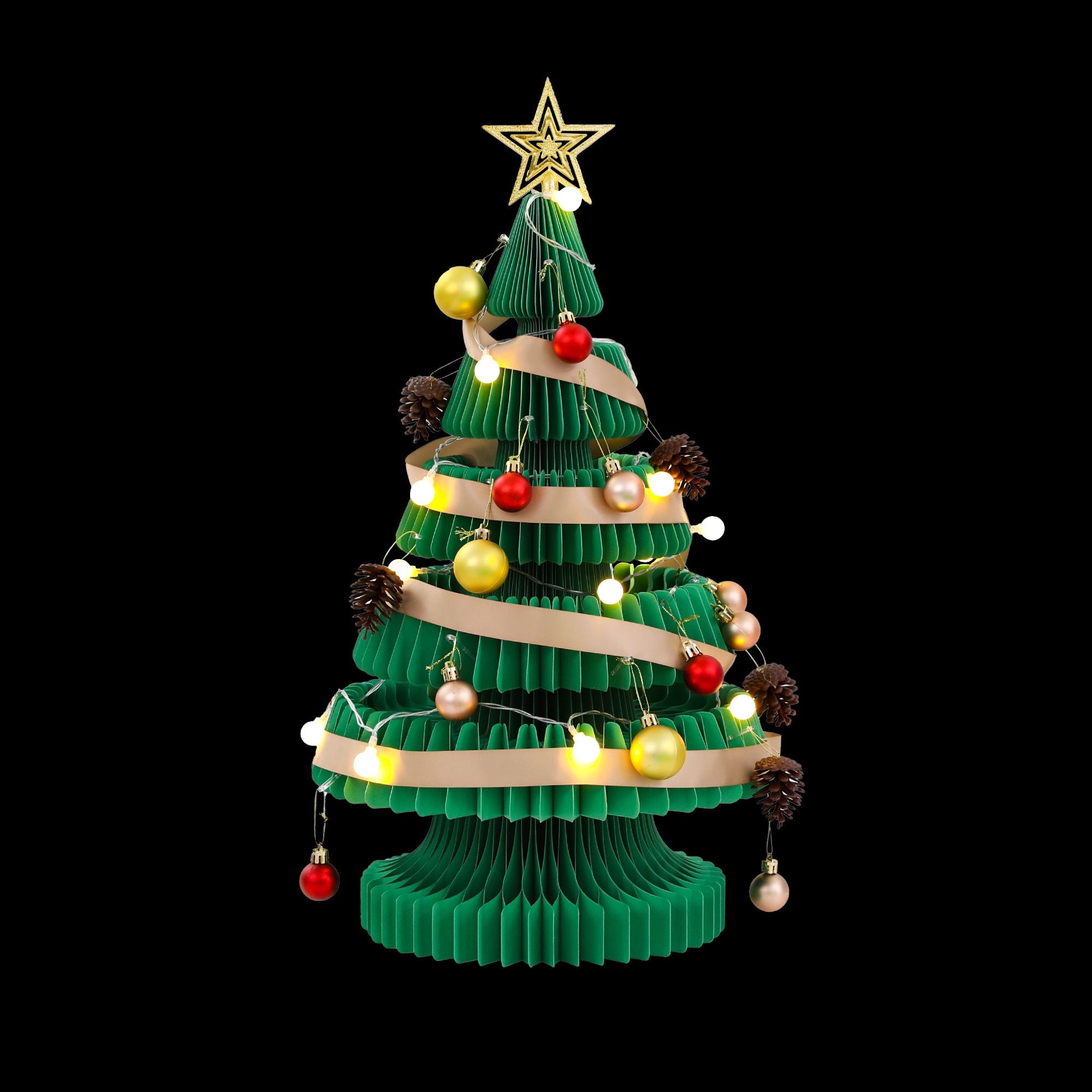 Jingle Jollys 3D Honeycomb Paper Christmas Tree Kit For Home Office Cafe Outdoor