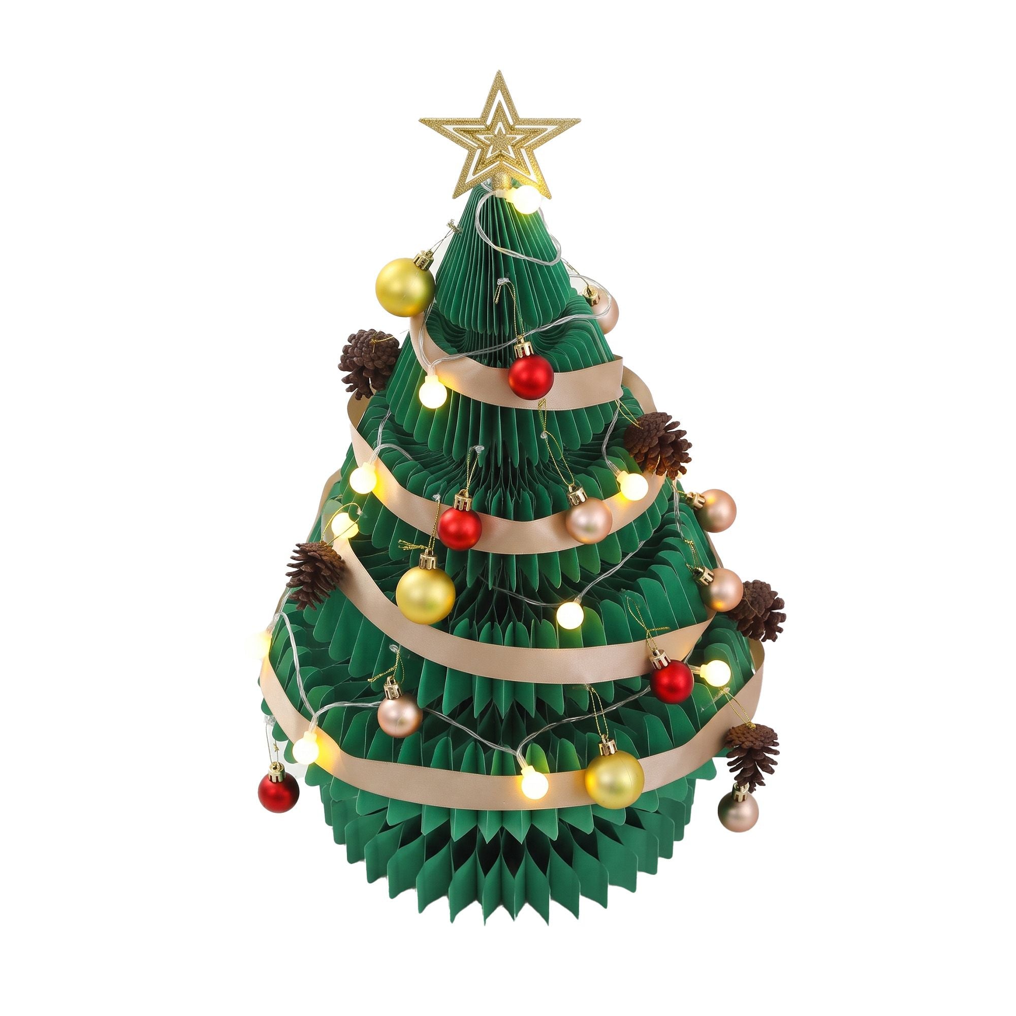 Jingle Jollys 3D Honeycomb Paper Christmas Tree Kit For Home Office Cafe Outdoor