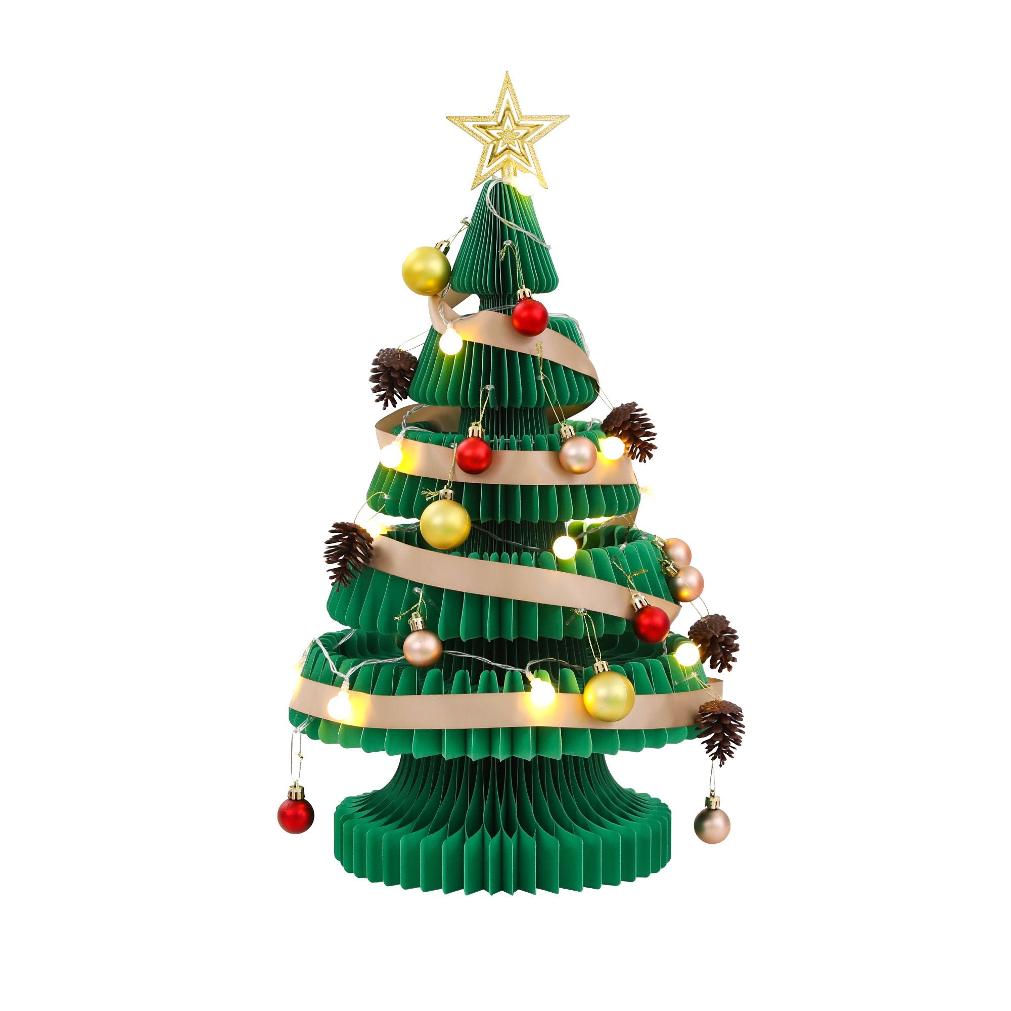 Jingle Jollys 3D Honeycomb Paper Christmas Tree Kit For Home Office Cafe Outdoor