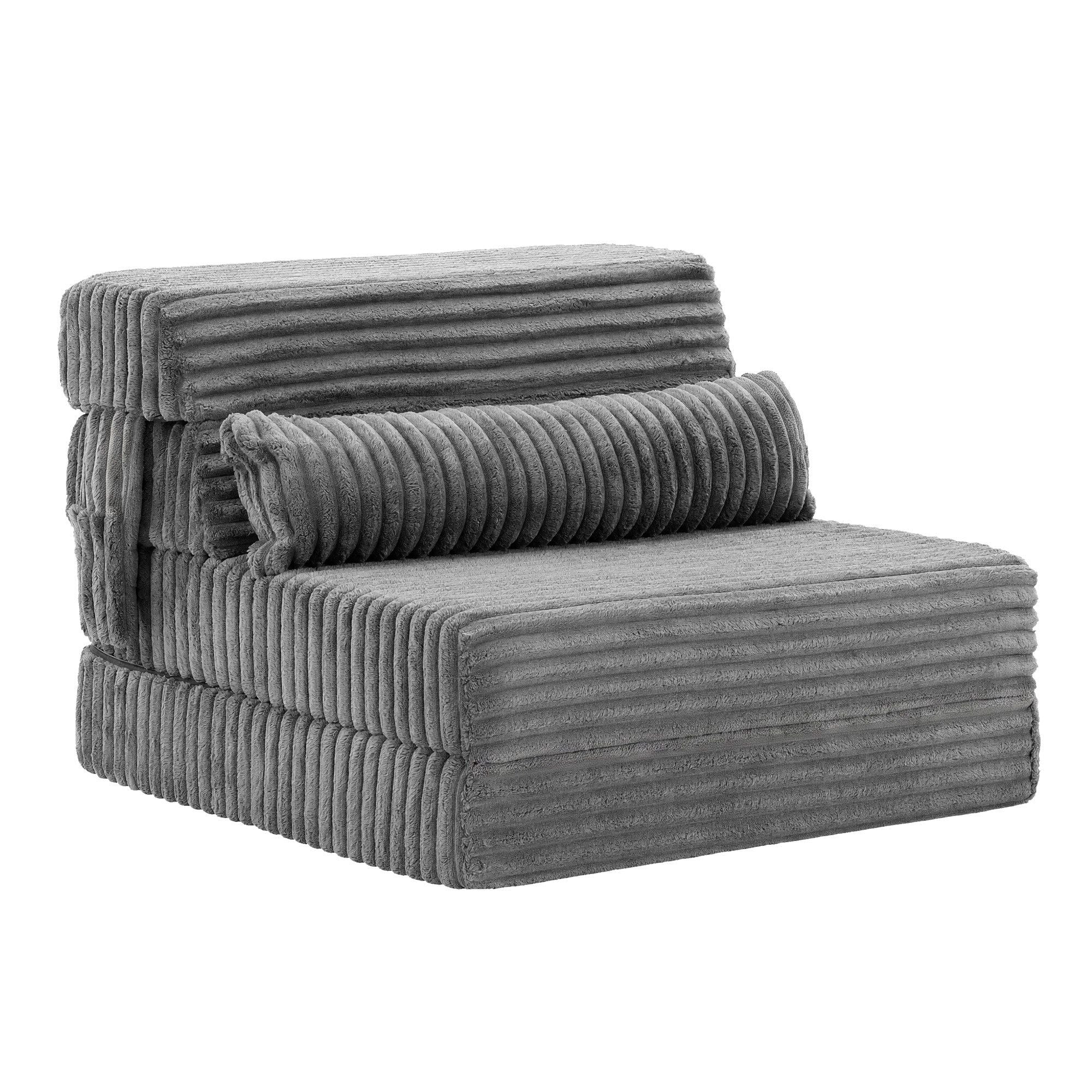 Artiss 3-in-1 Folding Sofa Bed Armless Lounger Chair with Side Pocket and Pillow