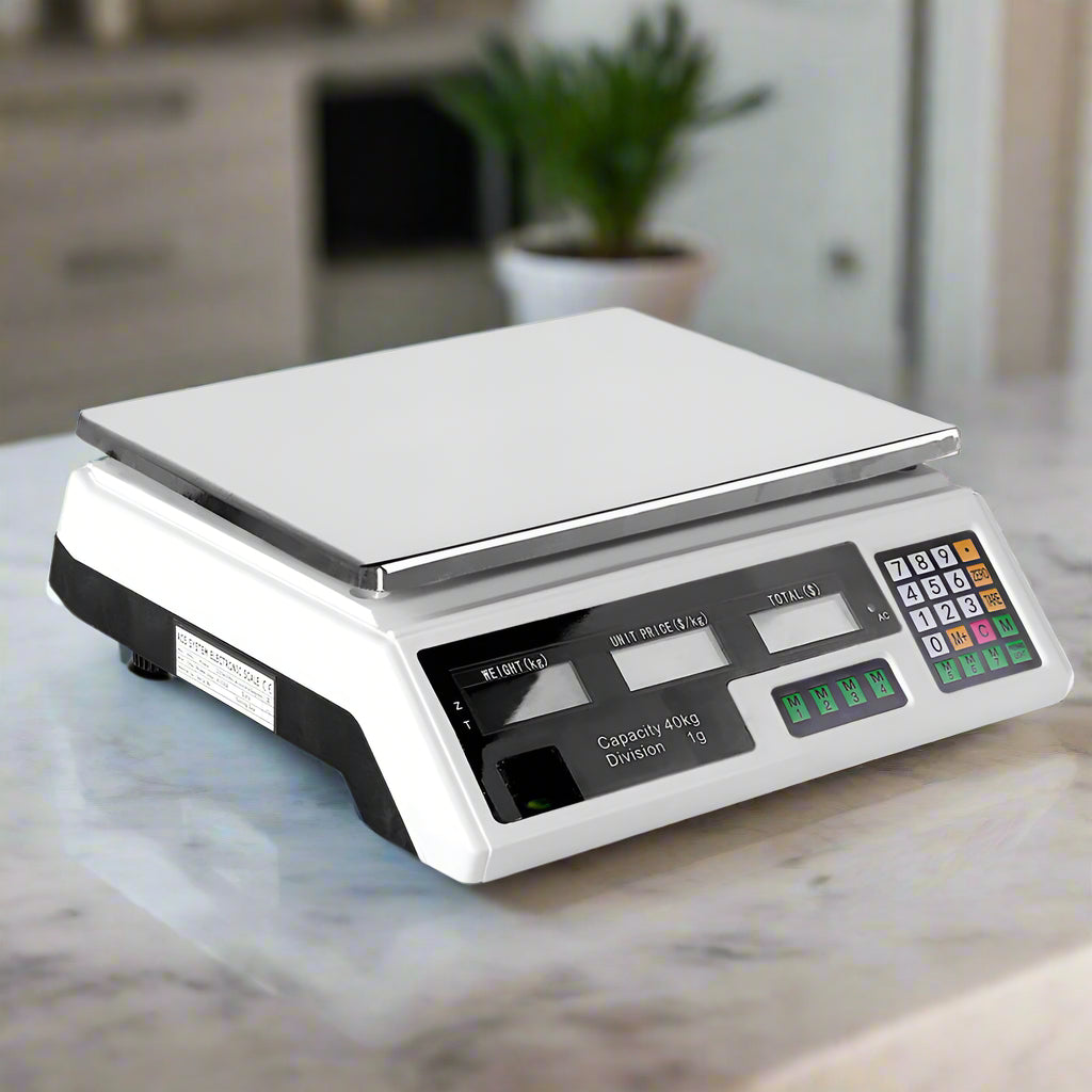 Emajin Scales Digital Kitchen 40KG Weighing Scales Platform Scales White LCD